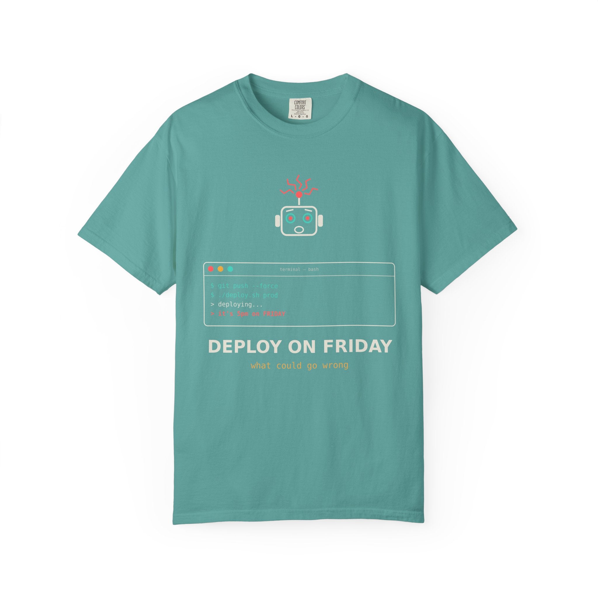 Deploy on Friday Funny Programmer T-Shirt, Coding Humor Tee, Software Developer Gift, DevOps Meme Shirt, Tech Nerd Gift for Coders