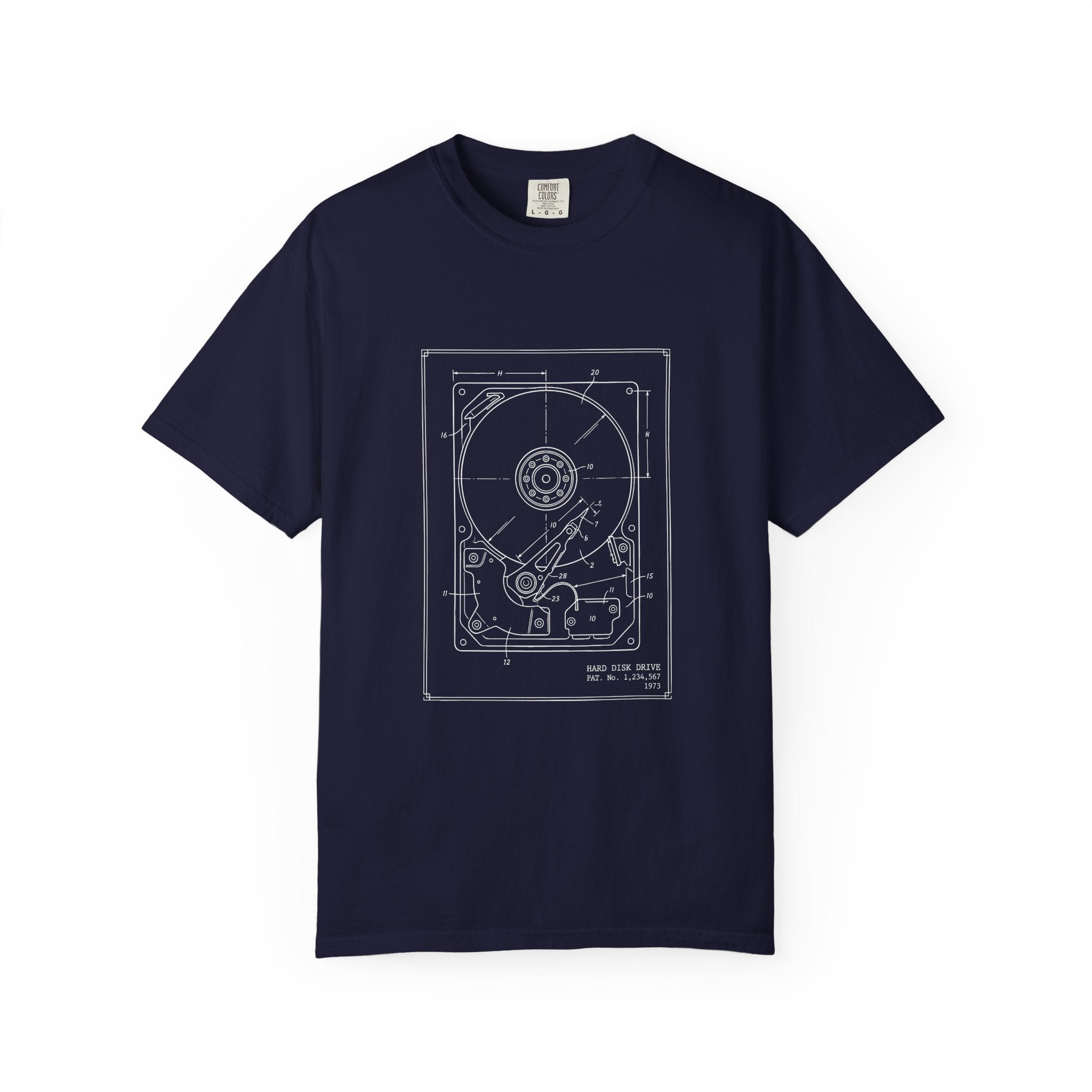 Hard Drive Blueprint T-Shirt | Vintage Computer Parts Diagram, Tech Diagram Tee