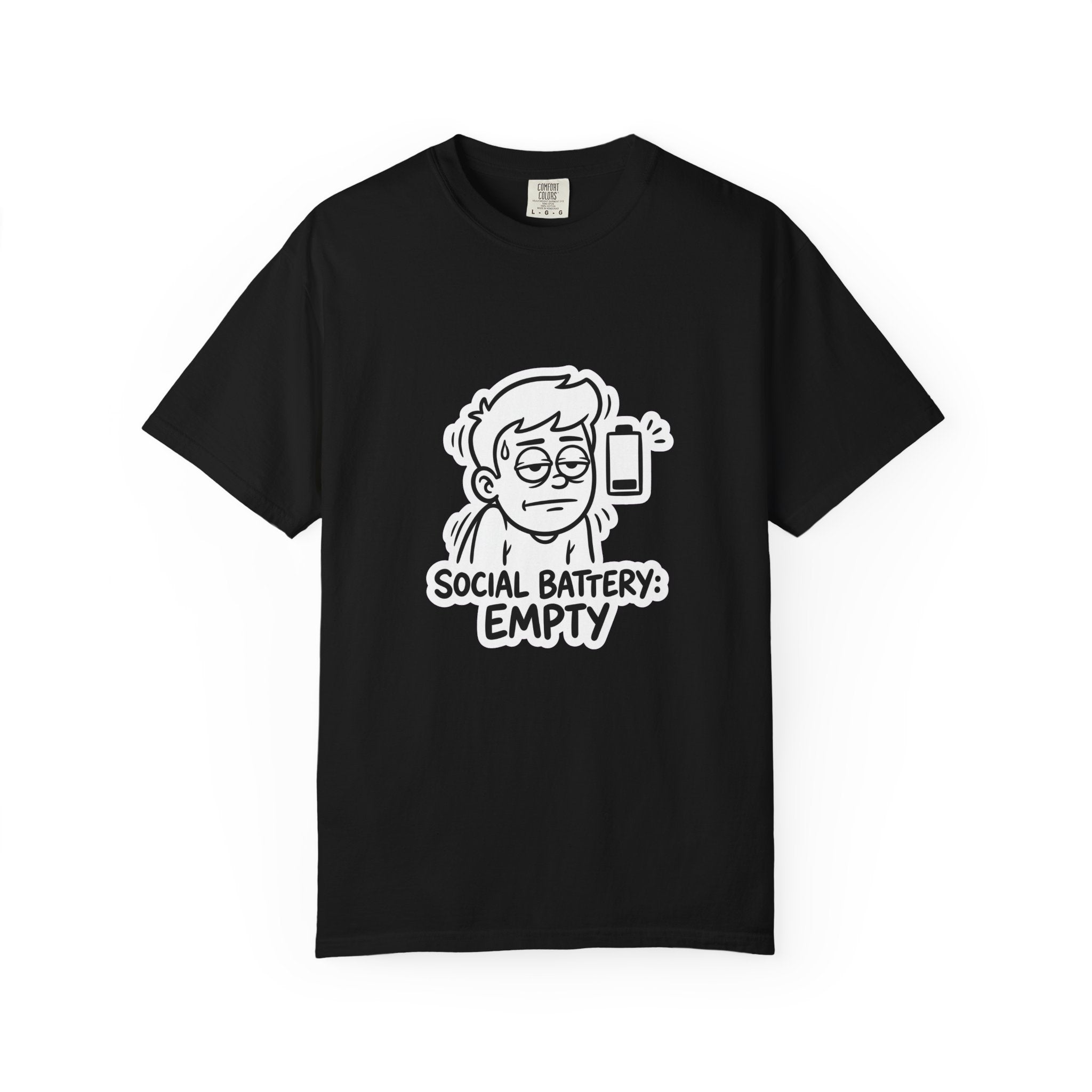 Social Battery Empty T-shirt | Introvert Humor Tee, Low Battery Graphic