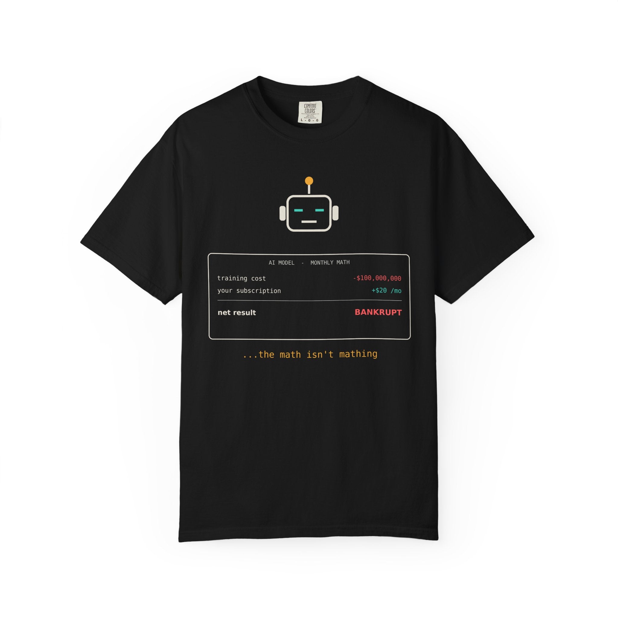 The Math Isn't Mathing Funny AI T-Shirt, AI Economics Meme Tee, Programmer Gift, Tech Startup Humor Shirt, Developer Nerd Gift