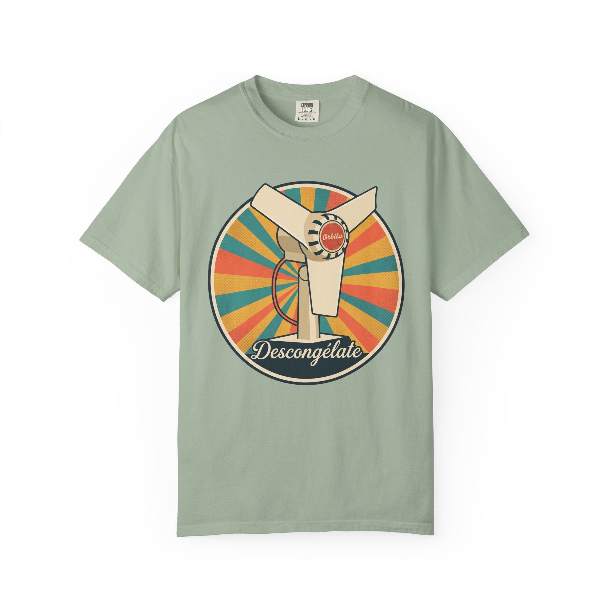 Retro Cuban Fan T-Shirt — "Descongélate" Vintage Tech Graphic Tee
