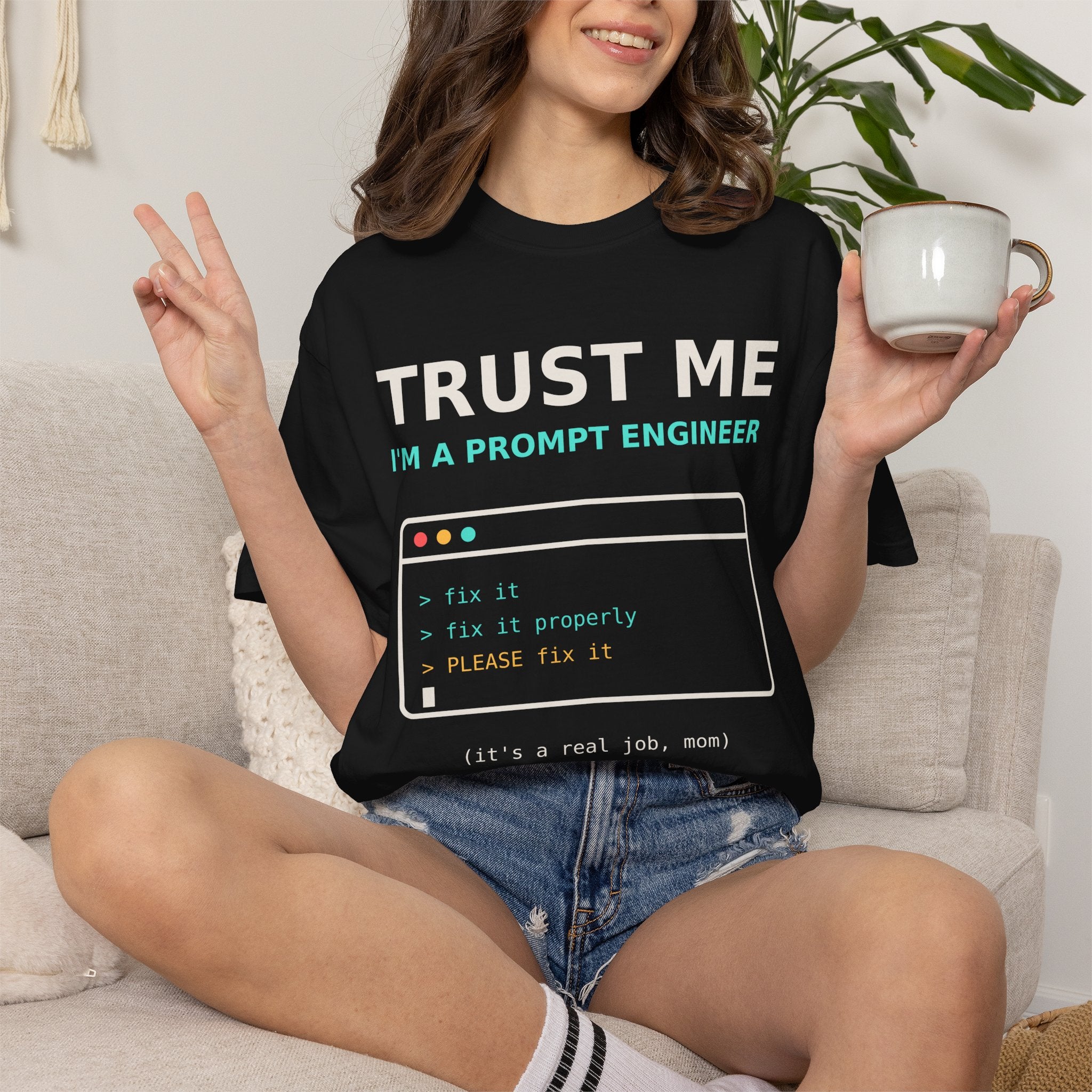 Trust Me I'm a Prompt Engineer Funny T-Shirt, AI Developer Gift, Programmer Tee, Coding Humor Shirt, Software Engineer AI Meme for Nerds