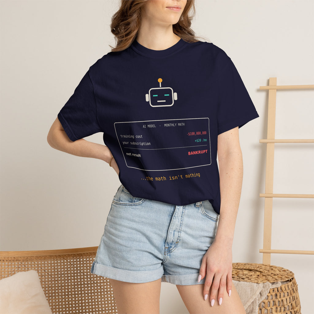 The Math Isn't Mathing Funny AI T-Shirt, AI Economics Meme Tee, Programmer Gift, Tech Startup Humor Shirt, Developer Nerd Gift