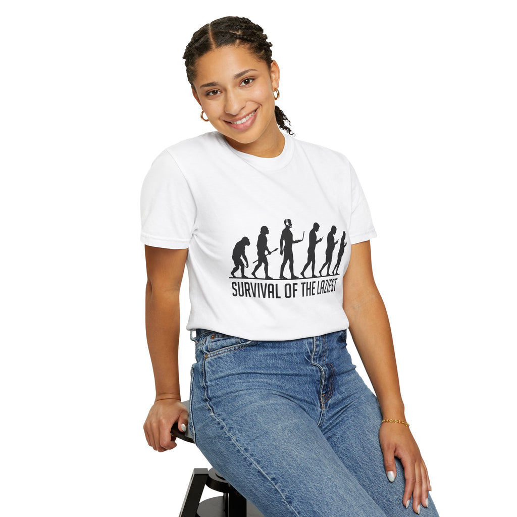 Survival of the Laziest T-shirt | Evolution Humorous Graphic Tee