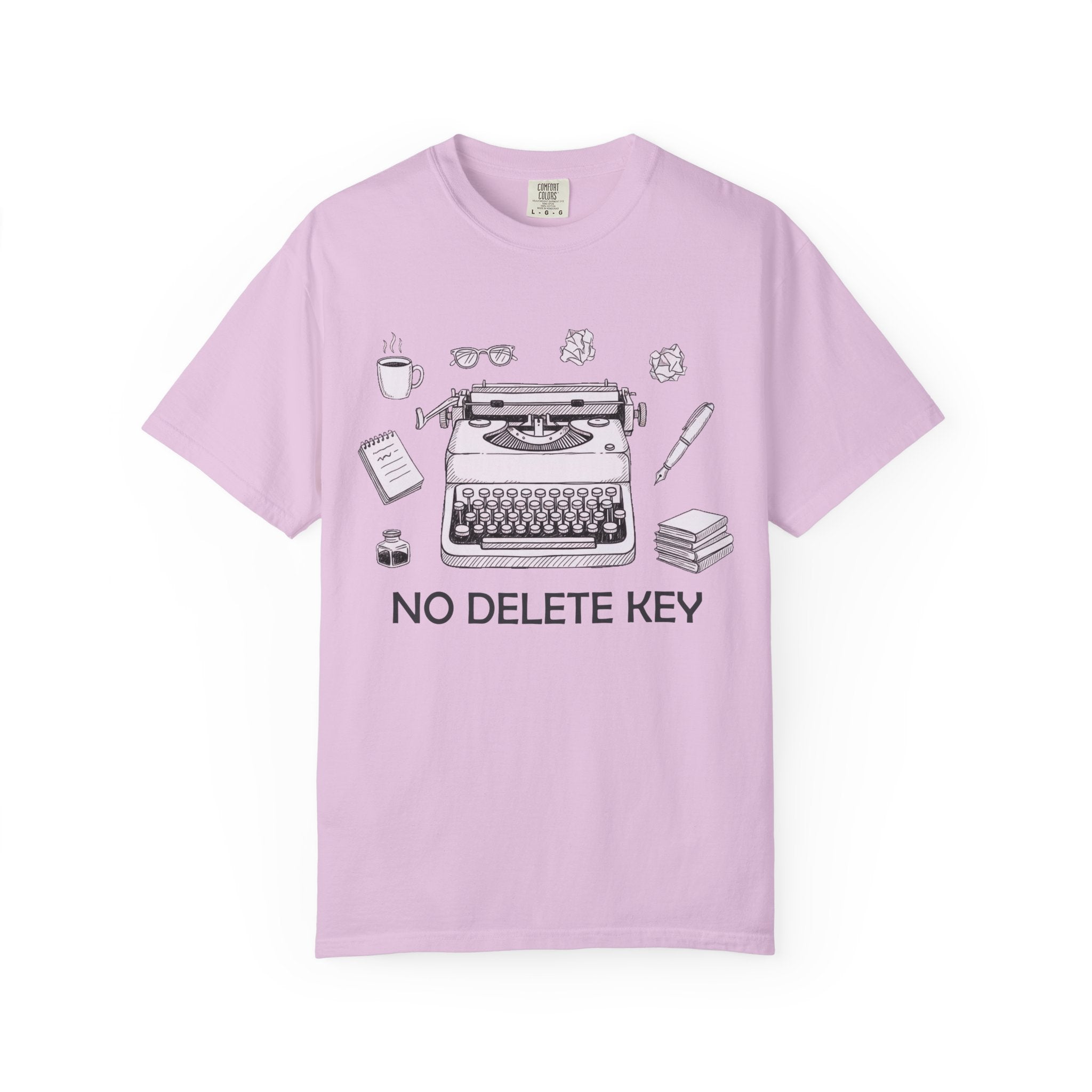 No Delete Key Typewriter T-Shirt | Writer Desk Illustration