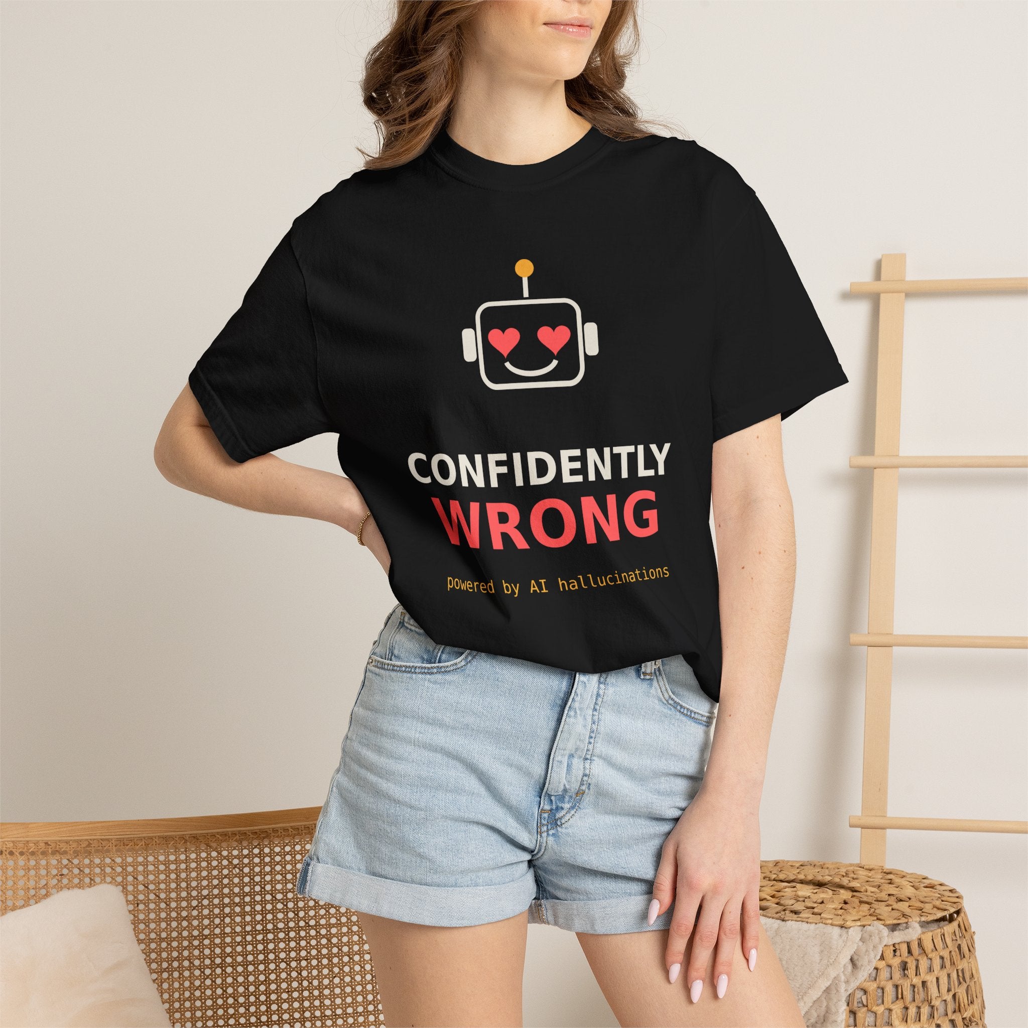 Confidently Wrong Funny AI T Shirt, AI Hallucination Meme Tee, Programmer Gift, Tech Humor Shirt, Chatbot Robot Nerd Gift for Coders