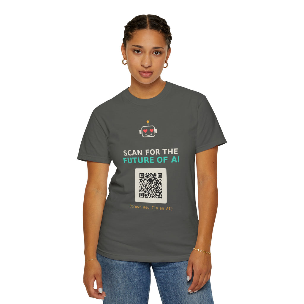 Scan for the Future of AI Funny QR Code T Shirt, Prank Meme Tee, Programmer Gift, Tech Humor Shirt, Nerd Gift for Coders and AI Fans