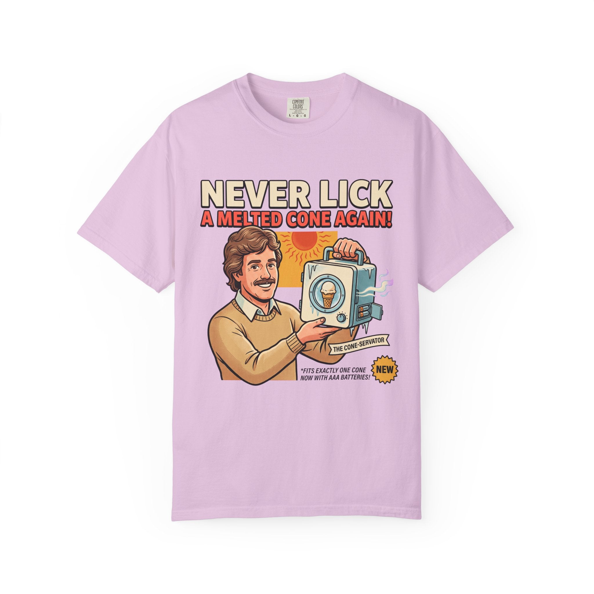 Never Lick a Melted Cone Again T-Shirt | Retro Ice Cream Gadget Design