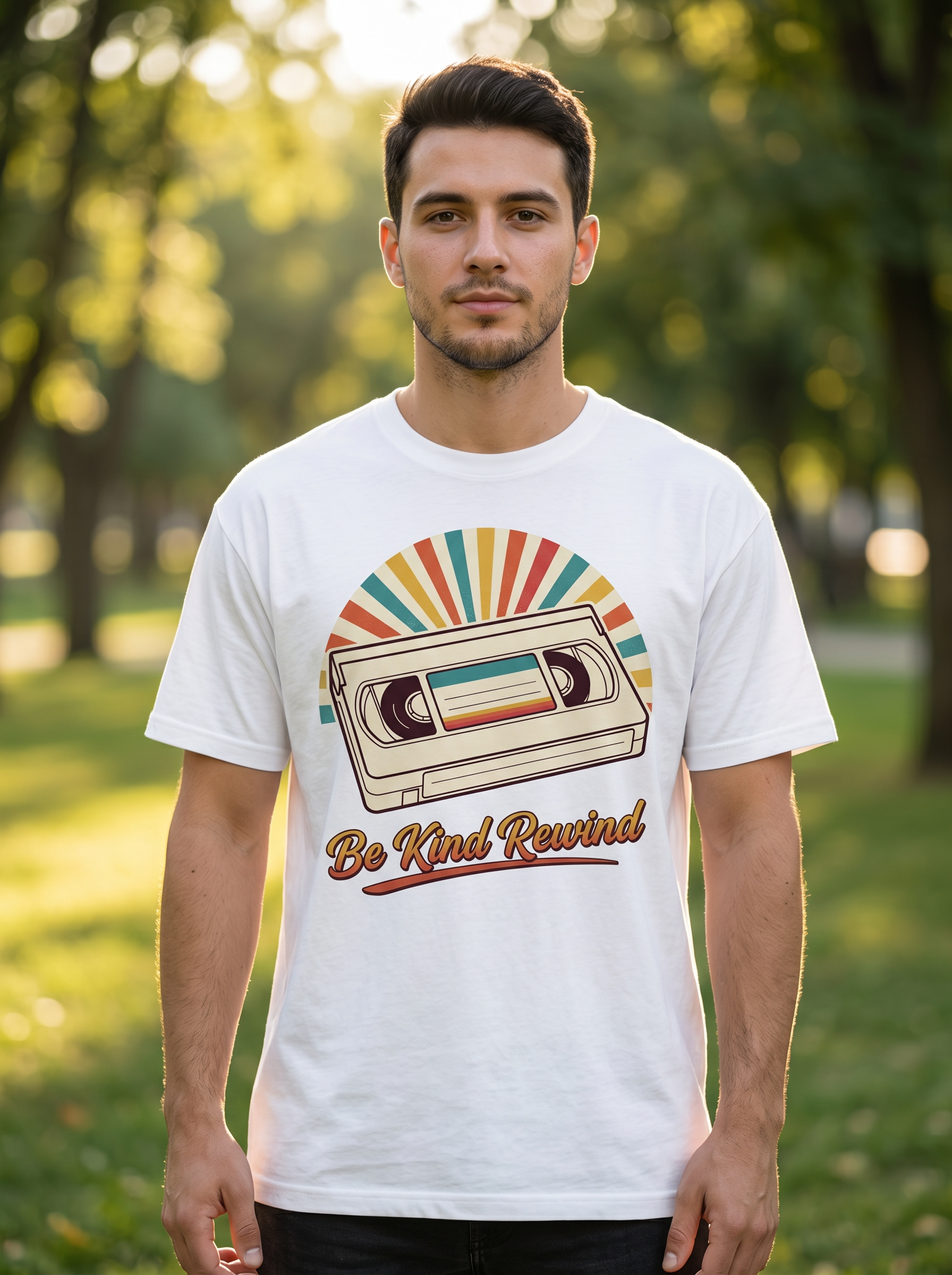Retro Cassette Tee — "Be Kind Rewind" Vintage Music T-Shirt