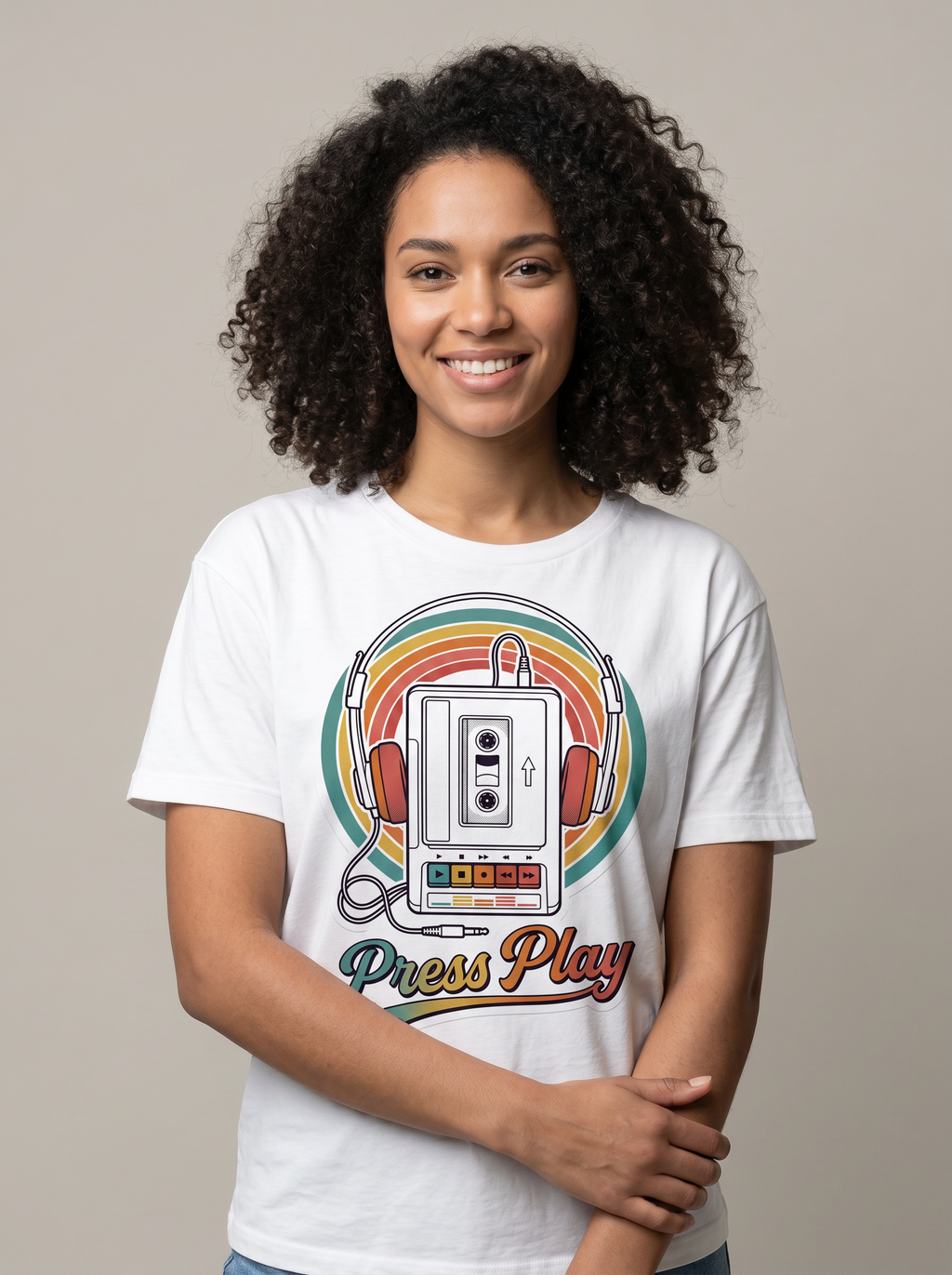 Retro Cassette 'Press Play' T‑Shirt