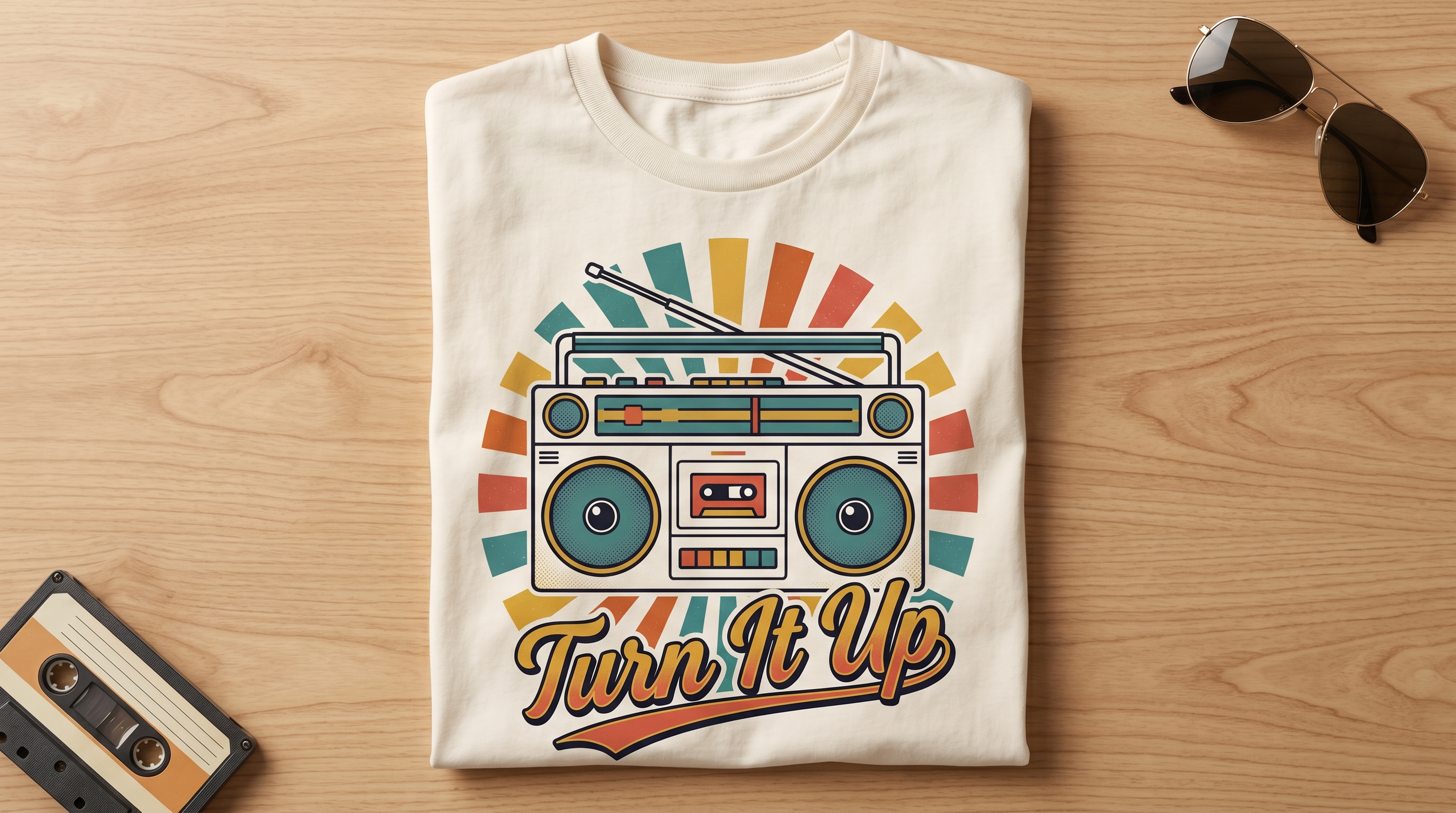 Retro Boombox 'Turn It Up' T-Shirt
