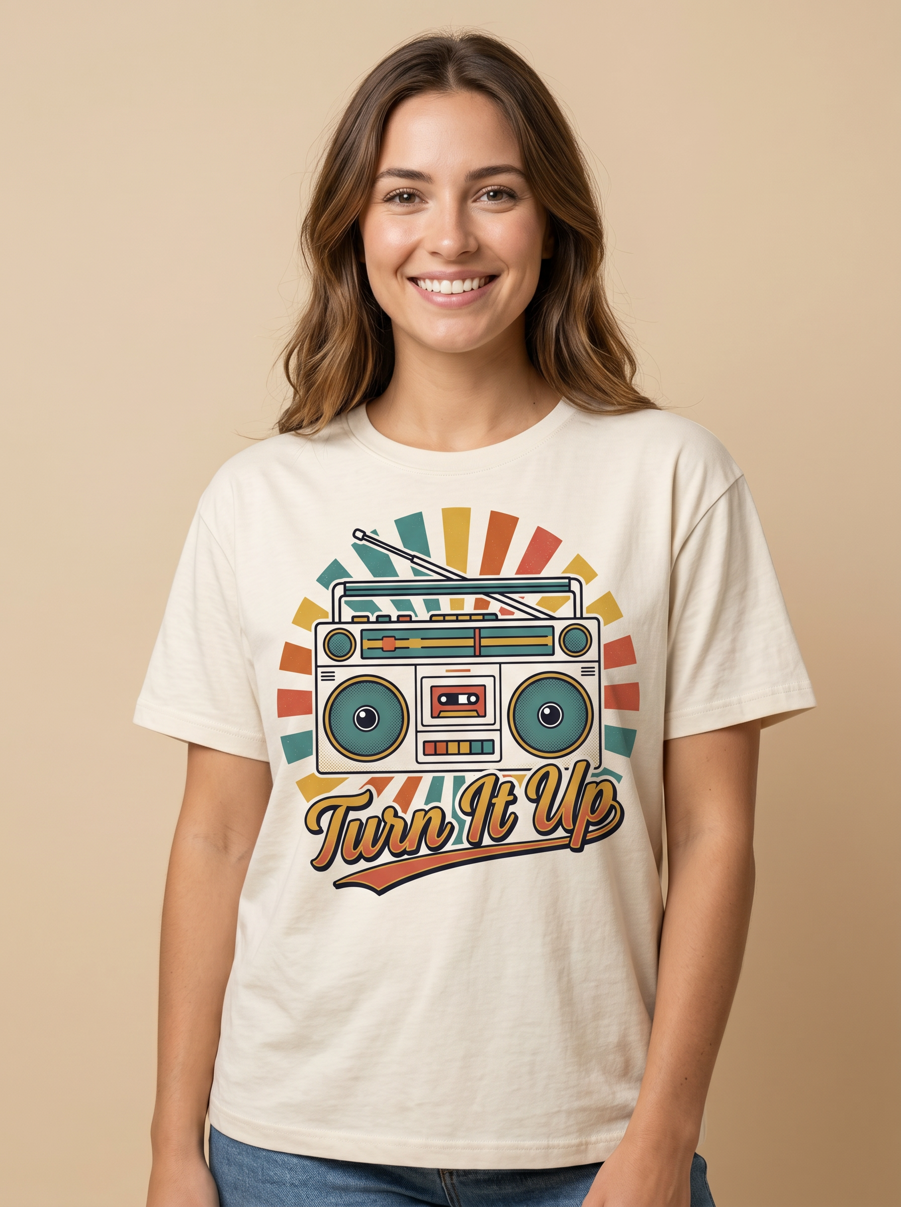Retro Boombox 'Turn It Up' T-Shirt