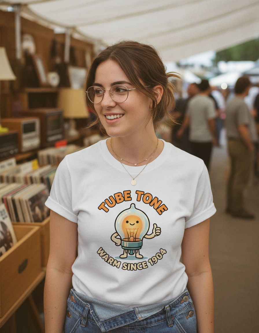 Tube Tone Light Bulb Tee | Vintage Radiant Lamp Illustration, Warm Since 1904