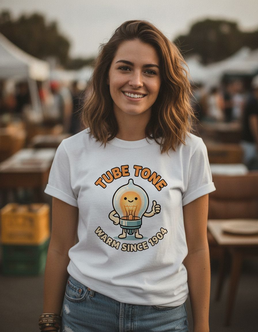 Tube Tone Light Bulb Tee | Vintage Radiant Lamp Illustration, Warm Since 1904
