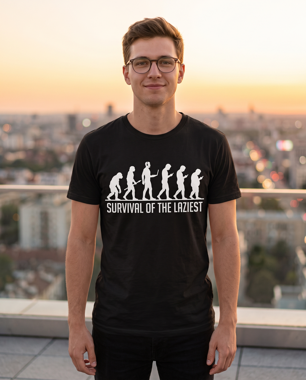 Survival of the Laziest T-shirt | Evolution Humorous Graphic Tee