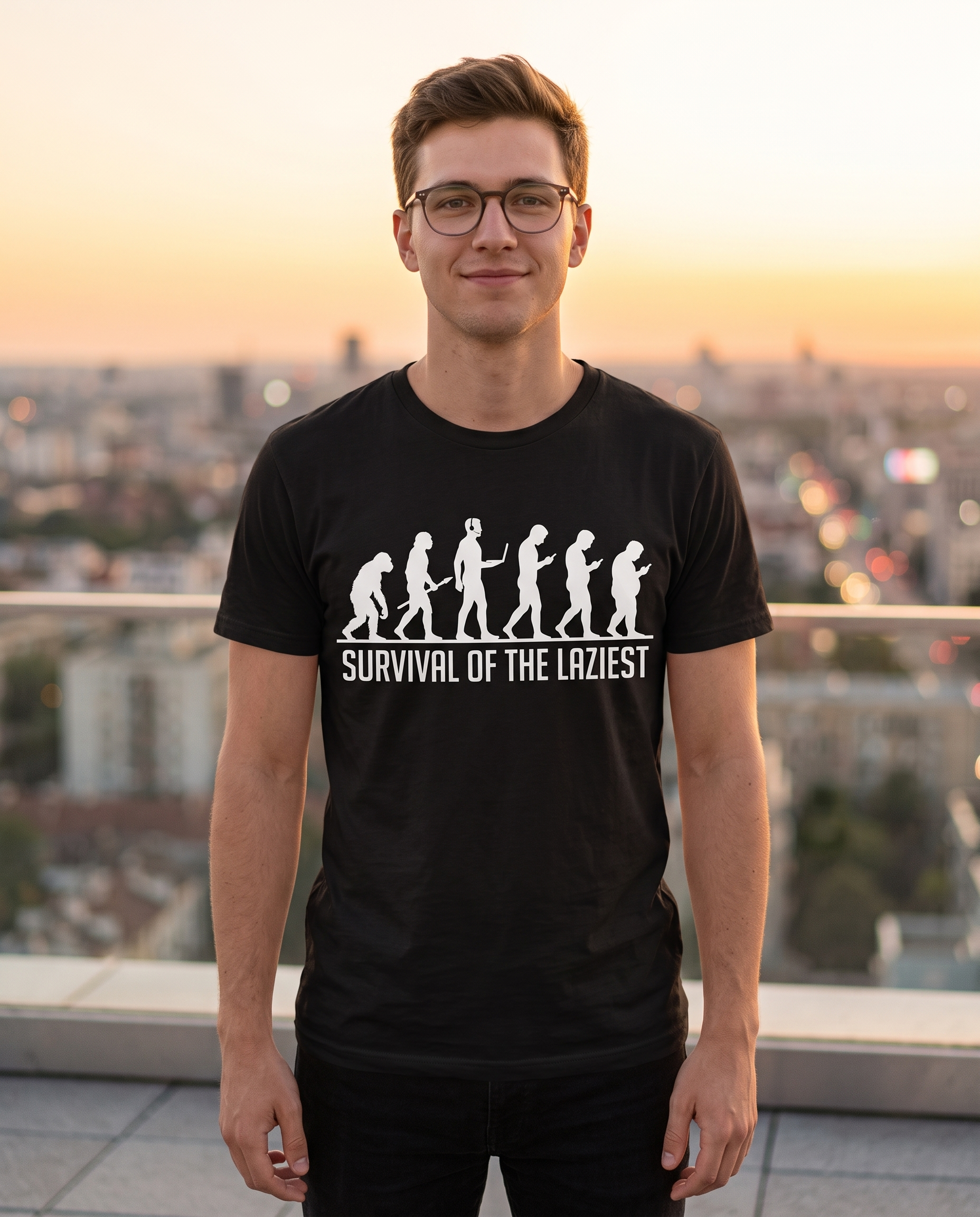 Survival of the Laziest T-shirt | Evolution Humorous Graphic Tee