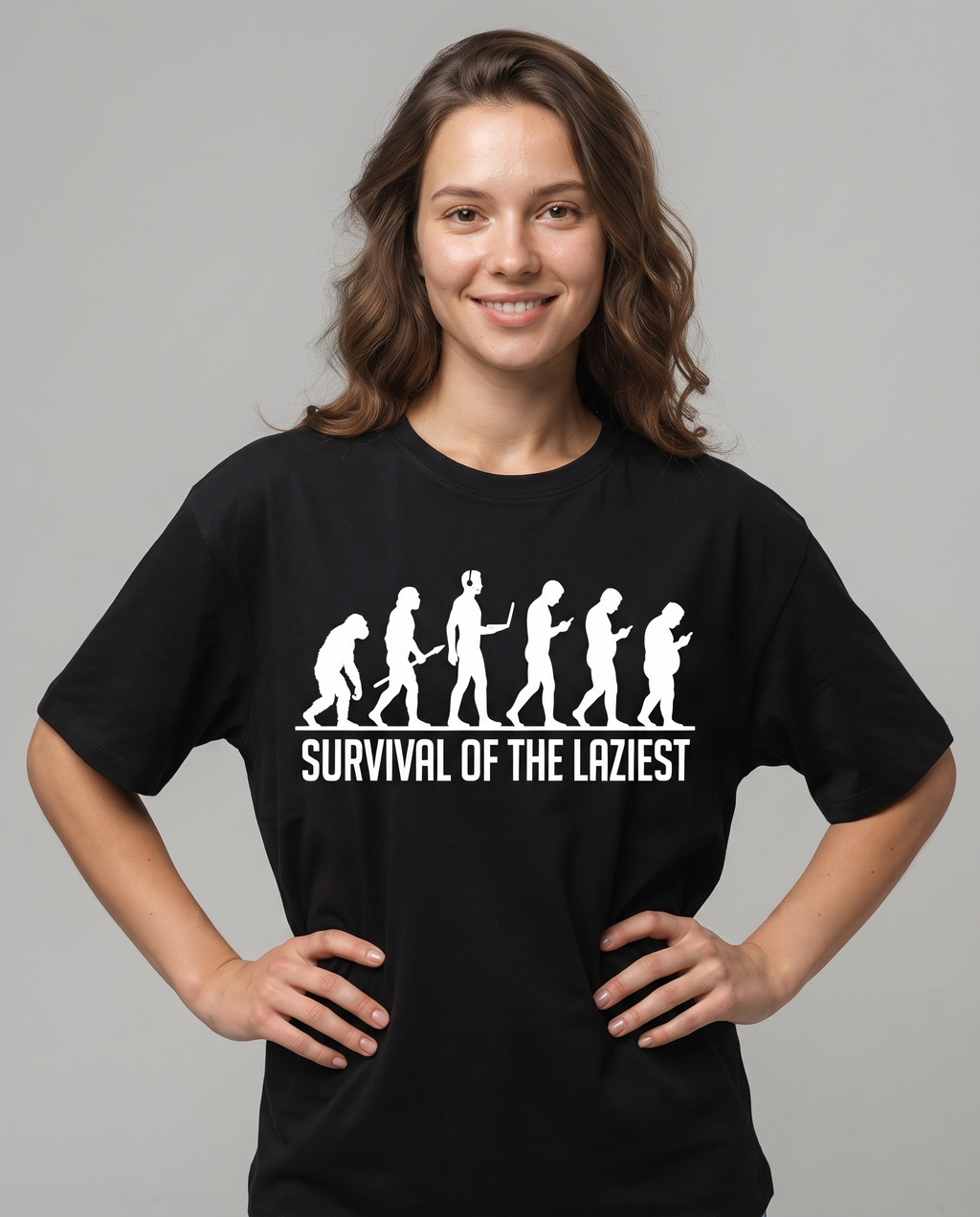 Survival of the Laziest T-shirt | Evolution Humorous Graphic Tee