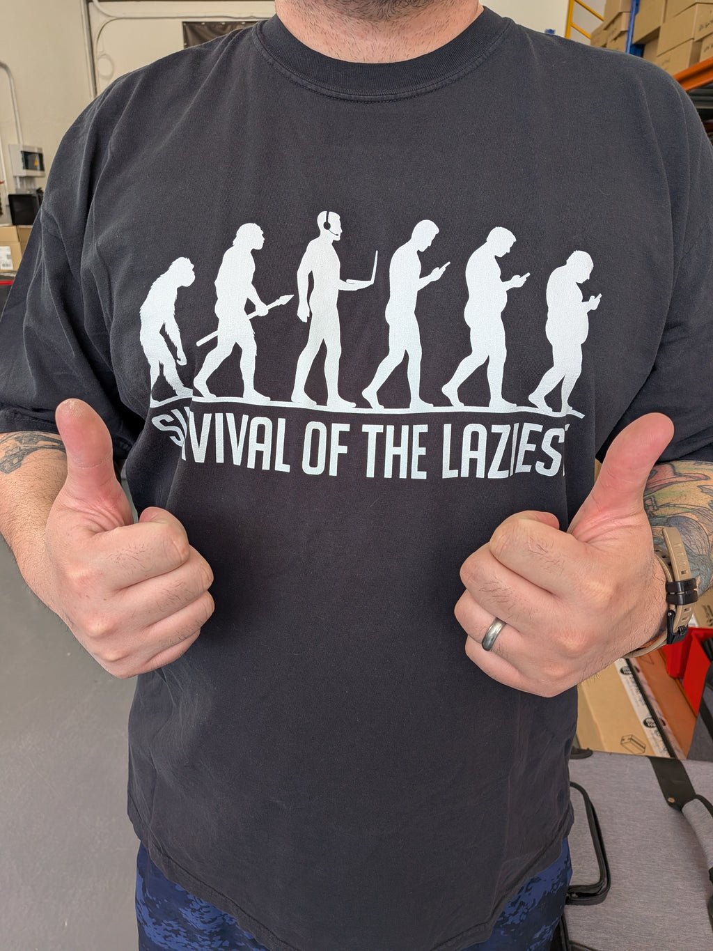 Survival of the Laziest T-shirt | Evolution Humorous Graphic Tee