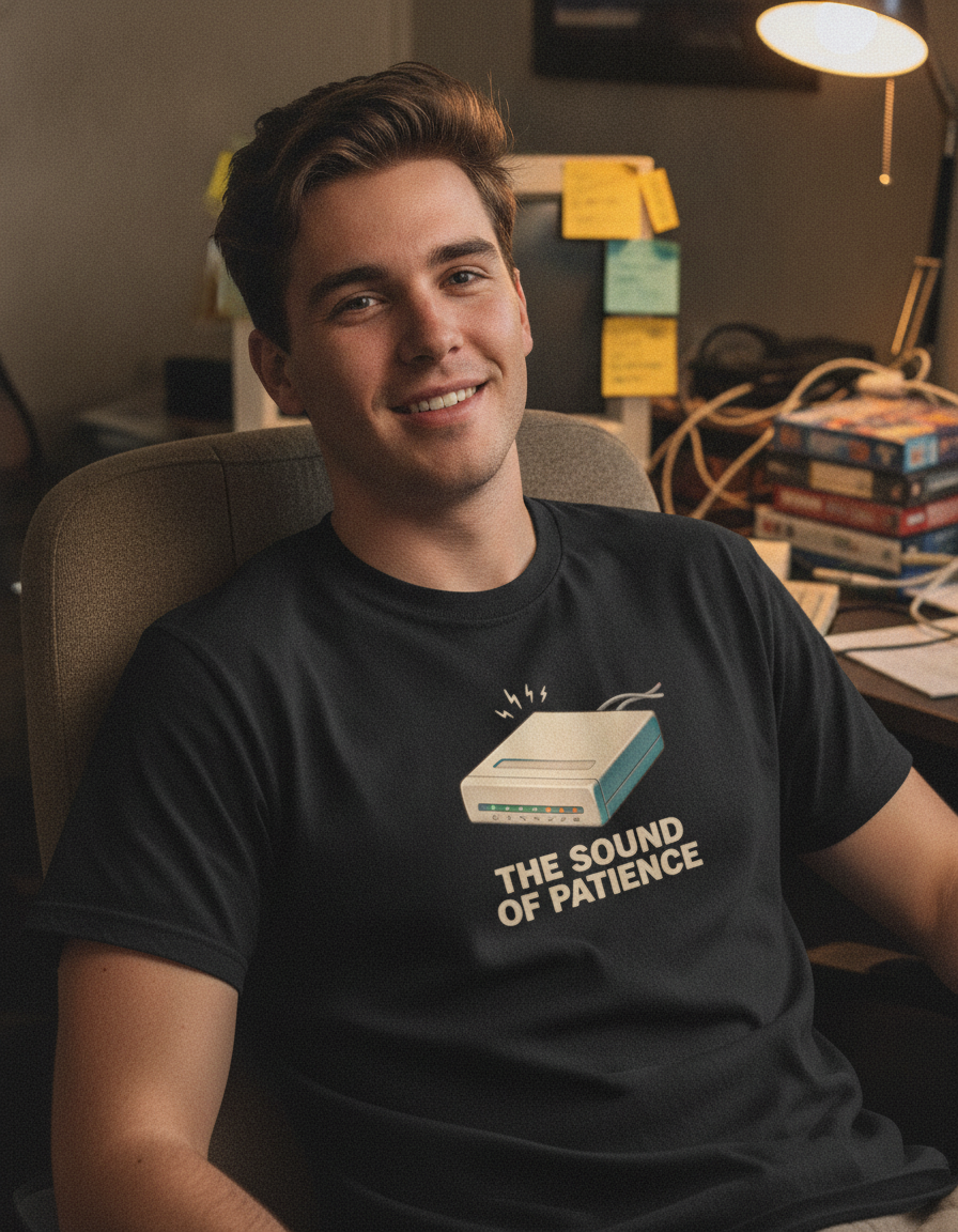 Retro Modem Illustration The Sound of Patience T-Shirt | Tech Nostalgia Tee