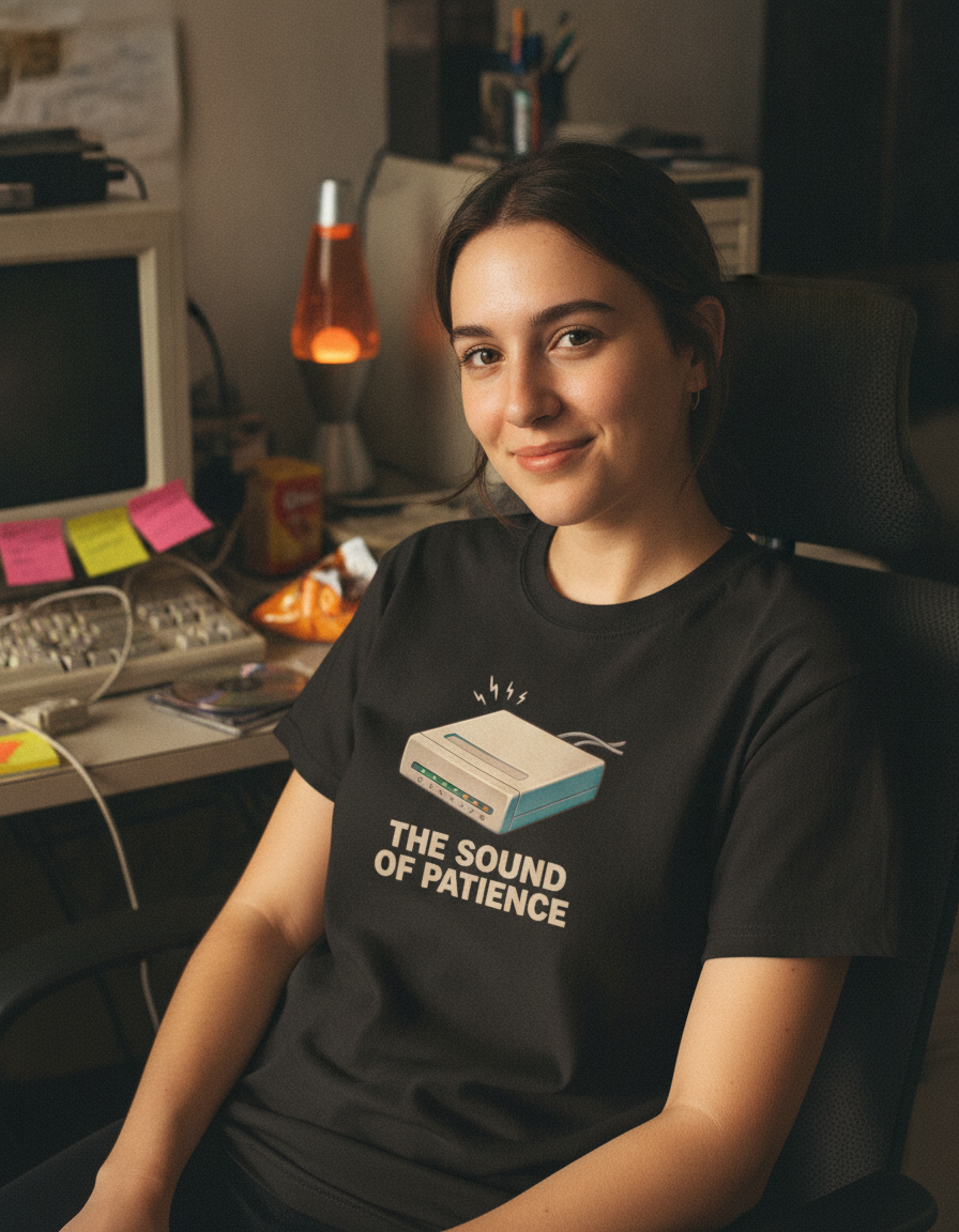 Retro Modem Illustration The Sound of Patience T-Shirt | Tech Nostalgia Tee