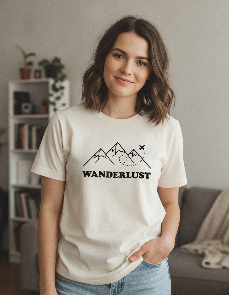 Wanderlust Mountains T-Shirt | Mountain Air Travel Adventure Tee