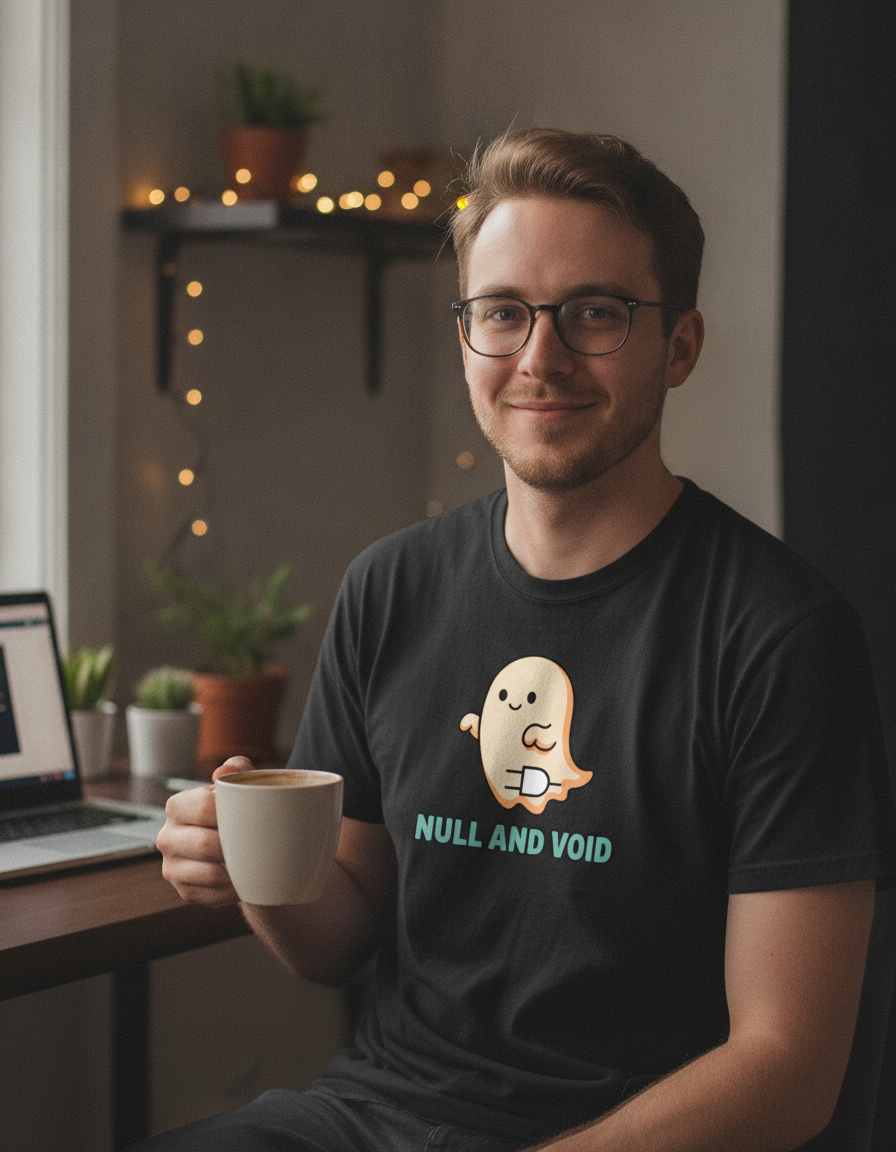 Null and Void ghost illustration T-shirt | Cute spooky graphic tee