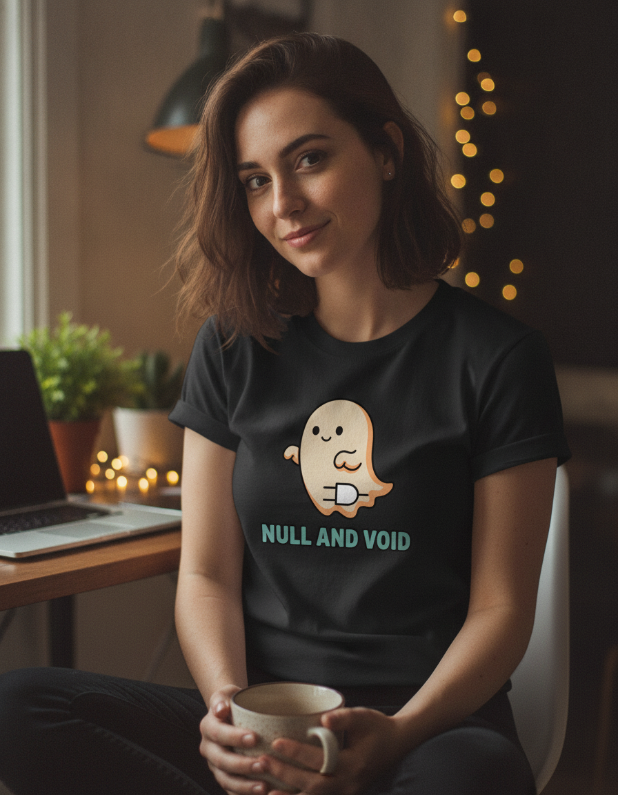 Null and Void ghost illustration T-shirt | Cute spooky graphic tee