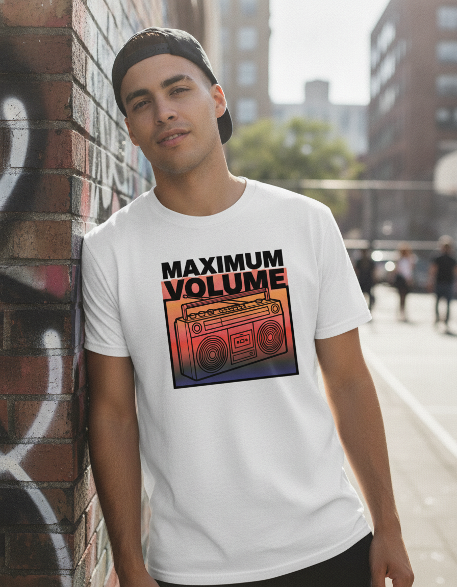Maximum Volume Boombox T-shirt | Retro Radio Graphic Tee