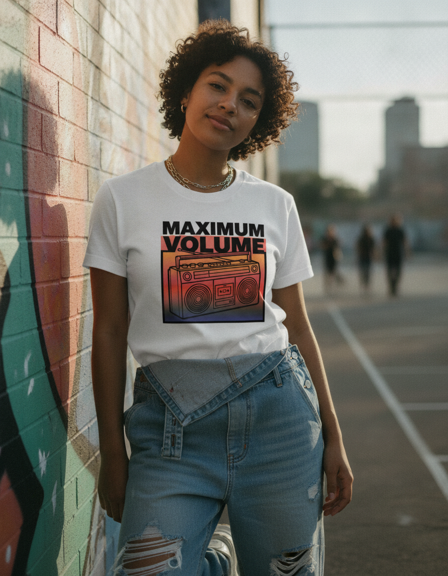 Maximum Volume Boombox T-shirt | Retro Radio Graphic Tee
