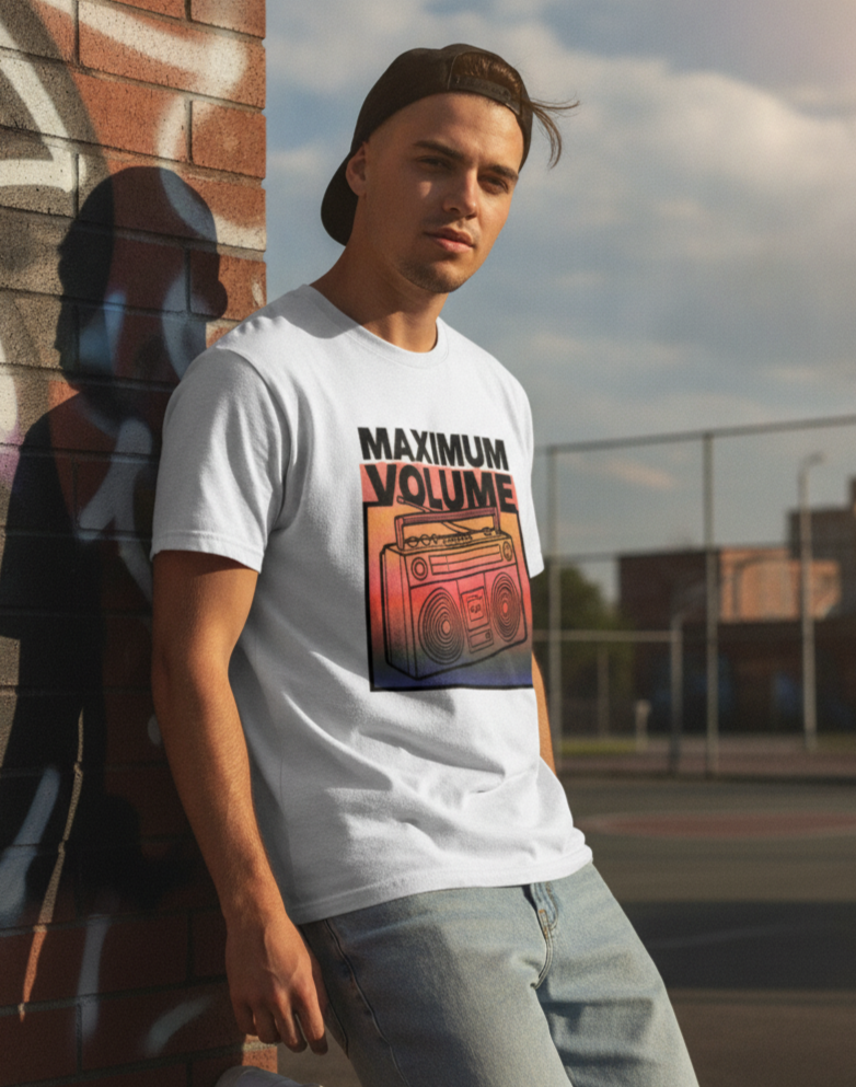 Maximum Volume Boombox T-shirt | Retro Radio Graphic Tee