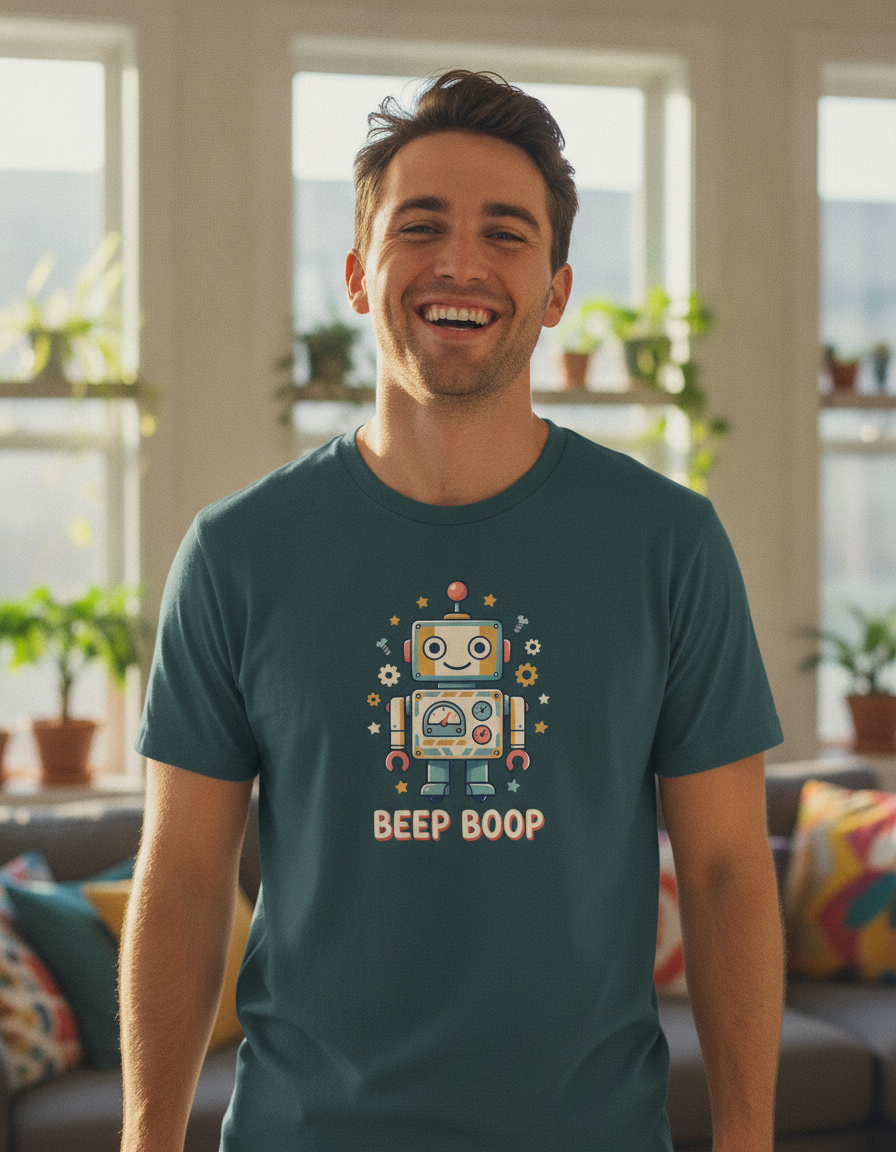 Retro Cartoon Robot Beep Boop T-Shirt | Cute Robot Graphic Tee