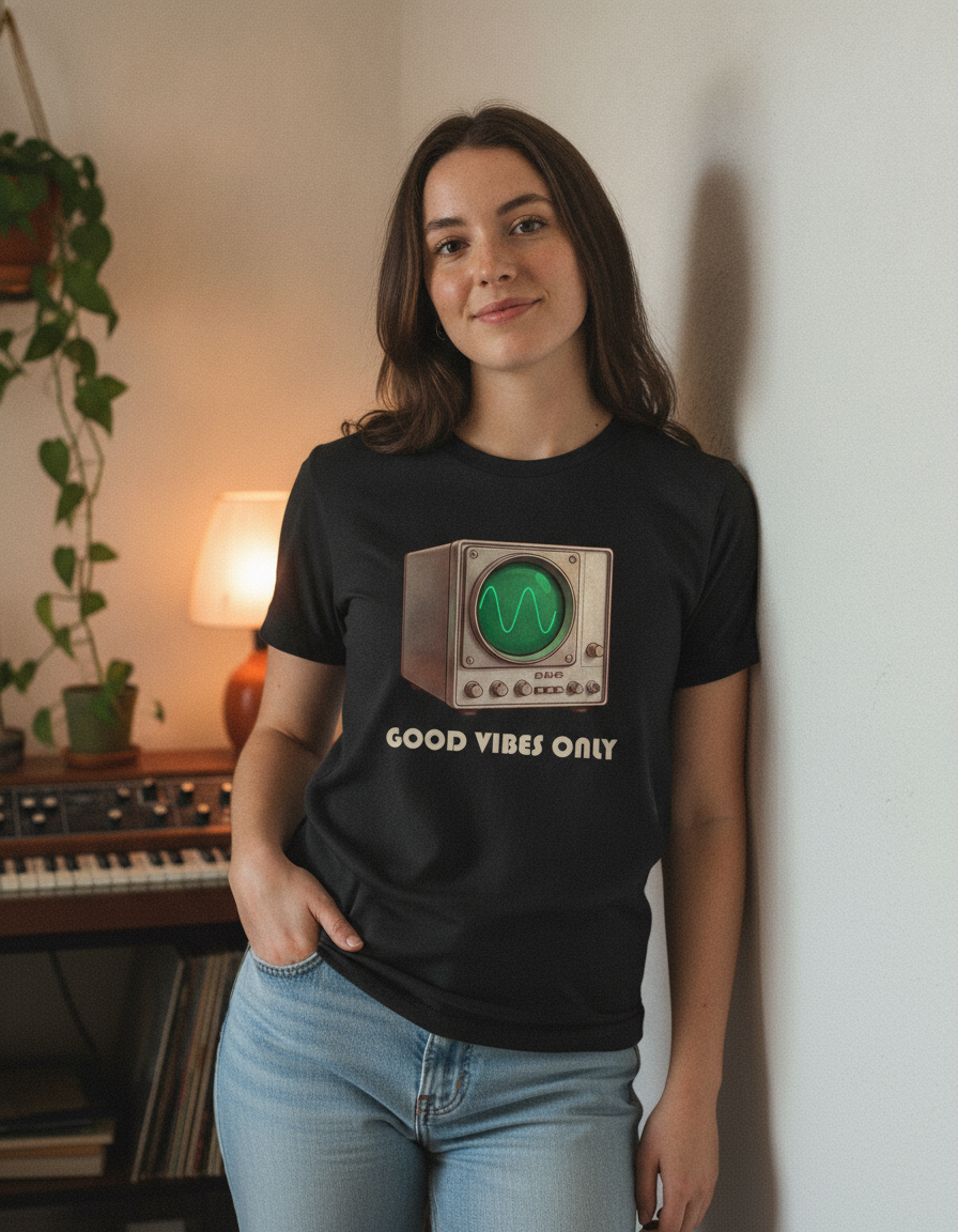 Vintage Oscilloscope Good Vibes Only T-shirt | Retro Electronics Tee