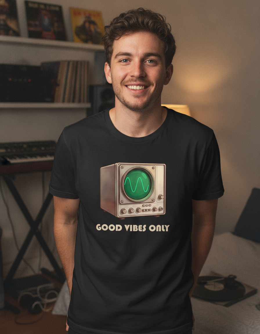 Vintage Oscilloscope Good Vibes Only T-shirt | Retro Electronics Tee