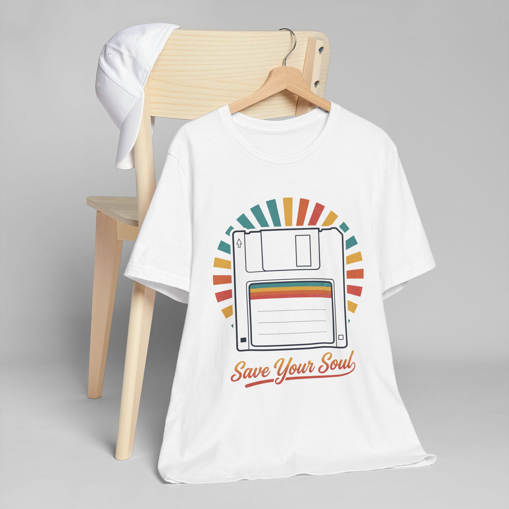 Vintage Floppy Disk T‑Shirt — "Save Your Soul" Retro Tech Graphic Tee