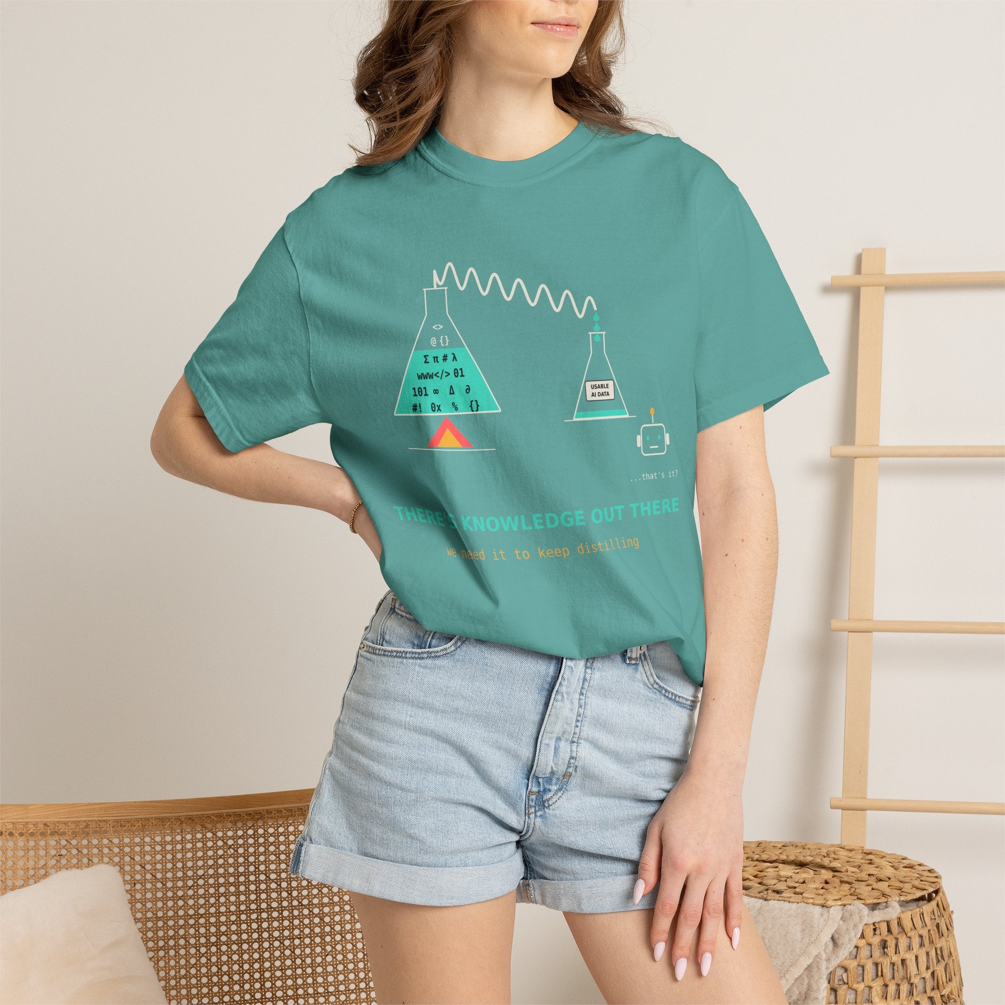 Theres Knowledge Out There Funny AI T-Shirt, Data Science Meme Tee, Machine Learning Gift, Programmer Tech Humor Nerd Shirt for Coders