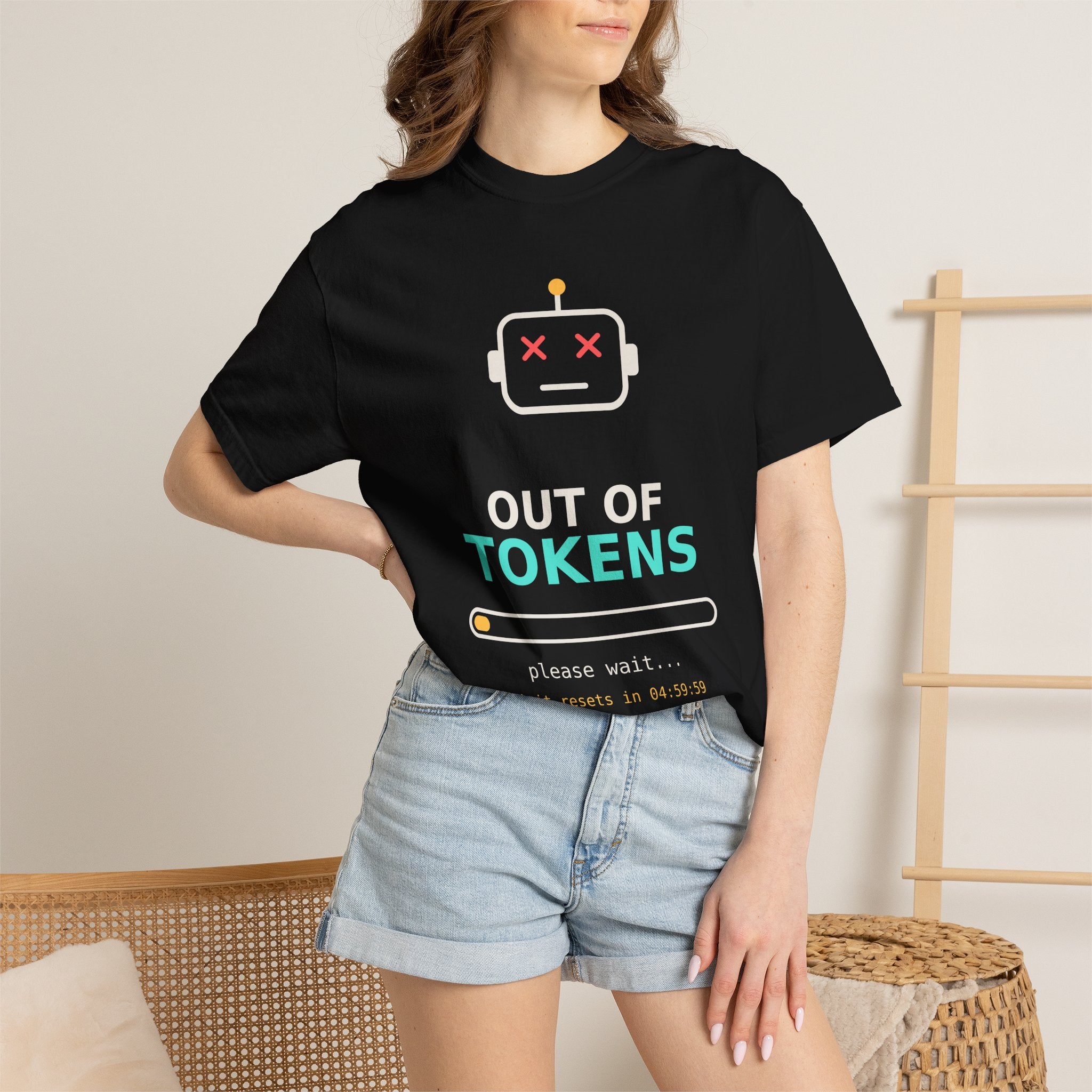 Out of Tokens Funny AI T-Shirt, Prompt Engineer Gift, Programmer Developer Tee, AI Meme Shirt for Coders, Machine Learning Tech Humor