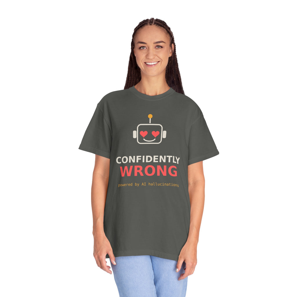 Confidently Wrong Funny AI T Shirt, AI Hallucination Meme Tee, Programmer Gift, Tech Humor Shirt, Chatbot Robot Nerd Gift for Coders