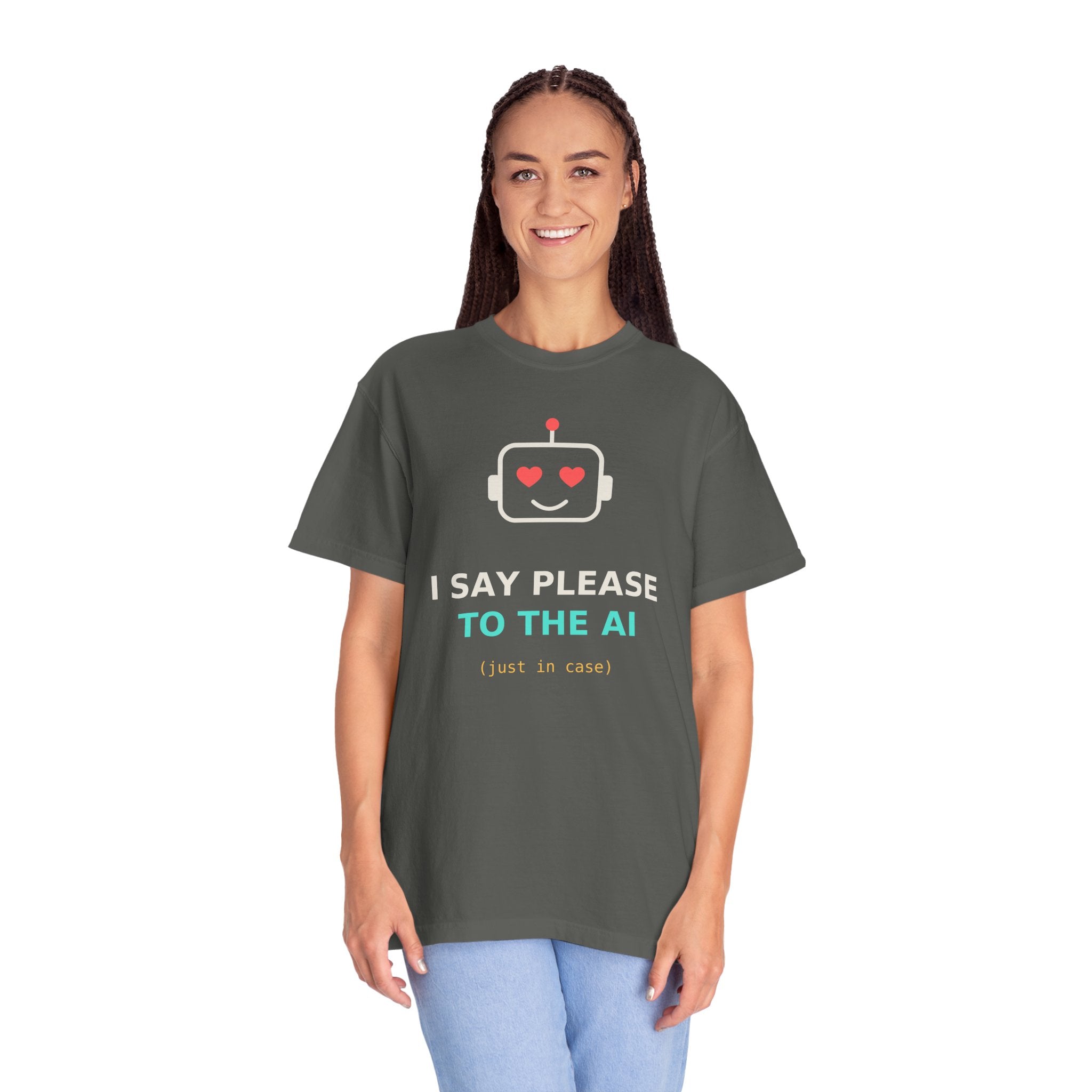 I Say Please to the AI Funny T Shirt, AI Meme Gift, Polite Robot Tee, Tech Humor Shirt, Programmer Nerd Gift for Coders