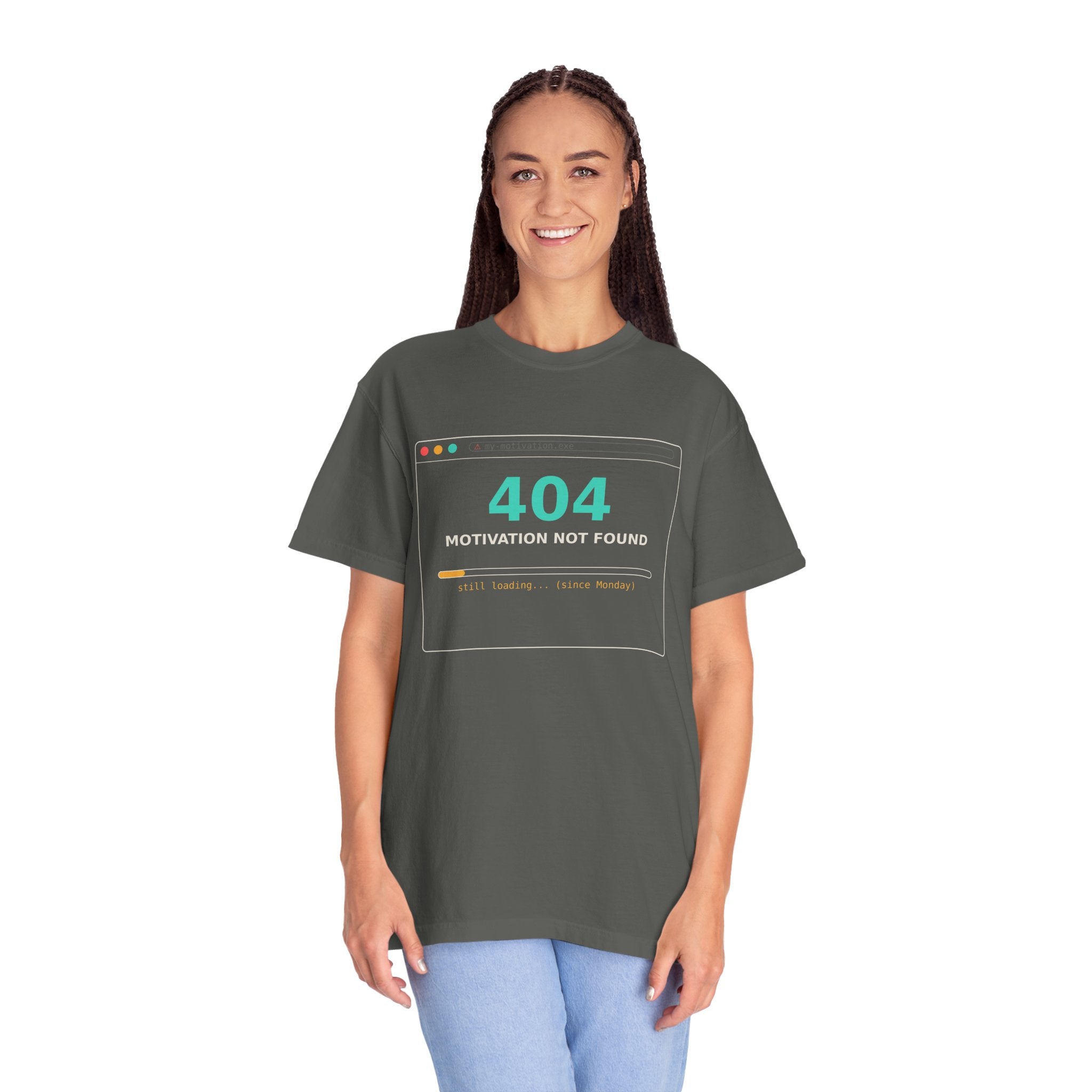 404 Motivation Not Found Funny T Shirt, Sarcastic Meme Tee, Programmer Gift, Tech Humor Shirt, Lazy Monday Nerd Gift for Coders