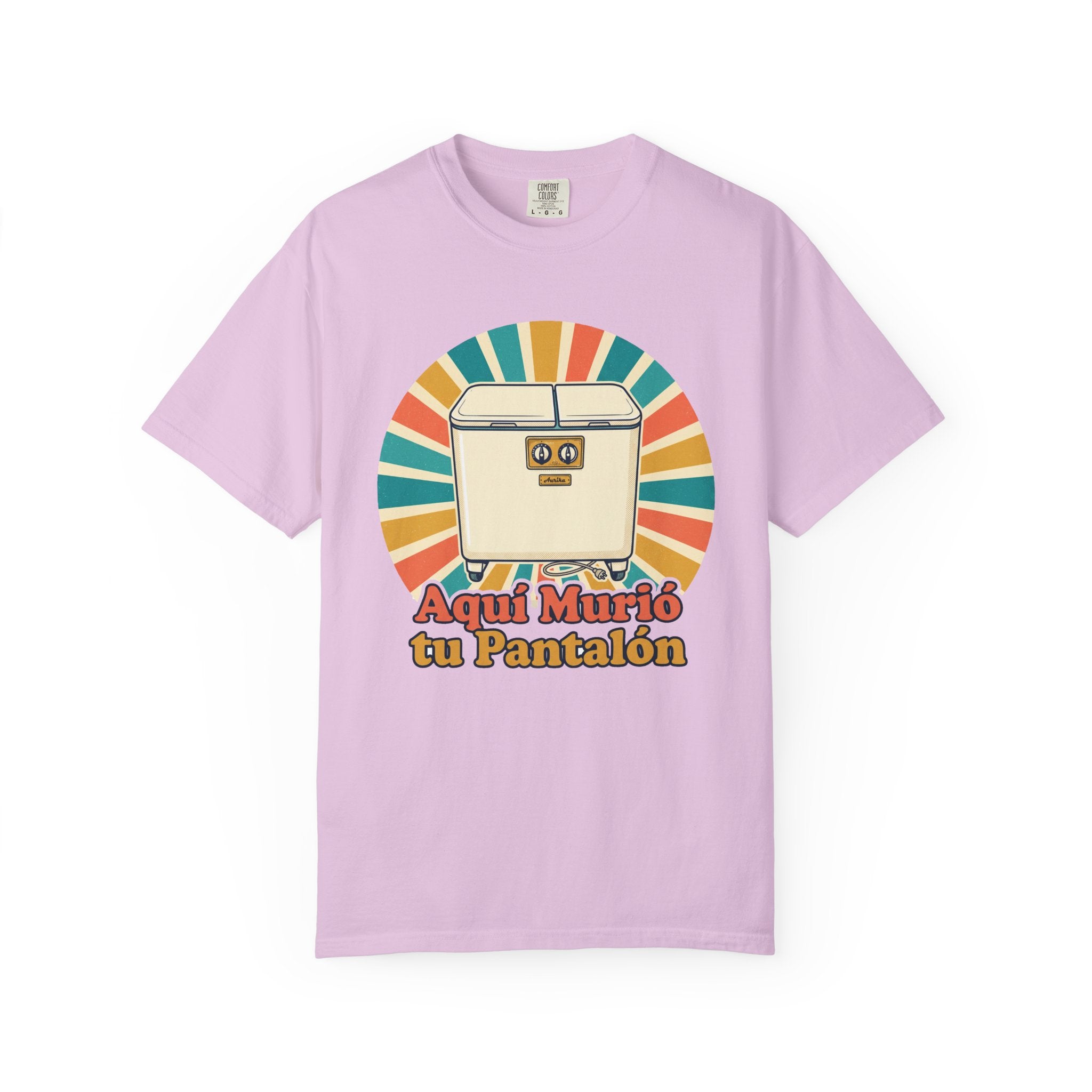 Retro Cuban Washing Machine T-Shirt — "Aquí Murió tu Pantalón" Vintage Tech Graphic Tee