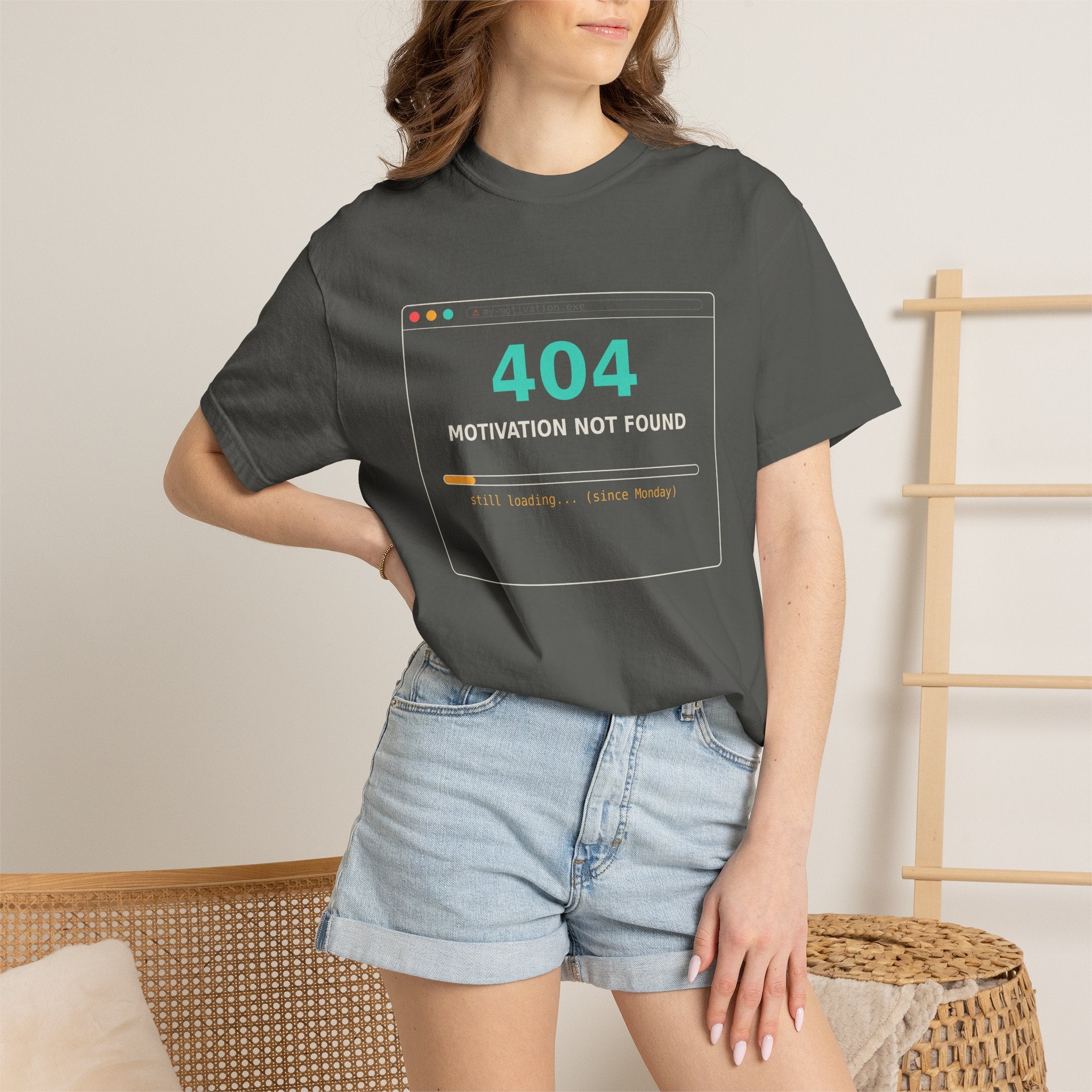 404 Motivation Not Found Funny T Shirt, Sarcastic Meme Tee, Programmer Gift, Tech Humor Shirt, Lazy Monday Nerd Gift for Coders