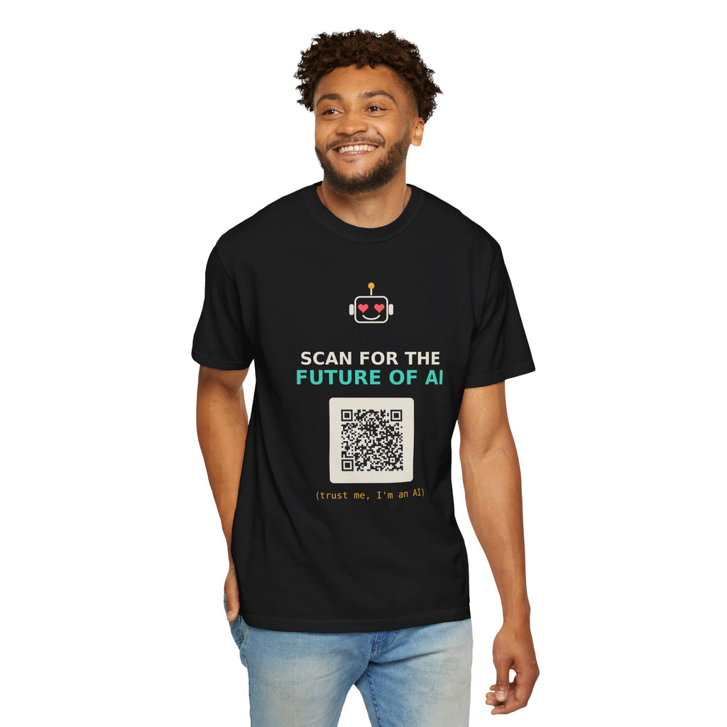 Scan for the Future of AI Funny QR Code T Shirt, Prank Meme Tee, Programmer Gift, Tech Humor Shirt, Nerd Gift for Coders and AI Fans
