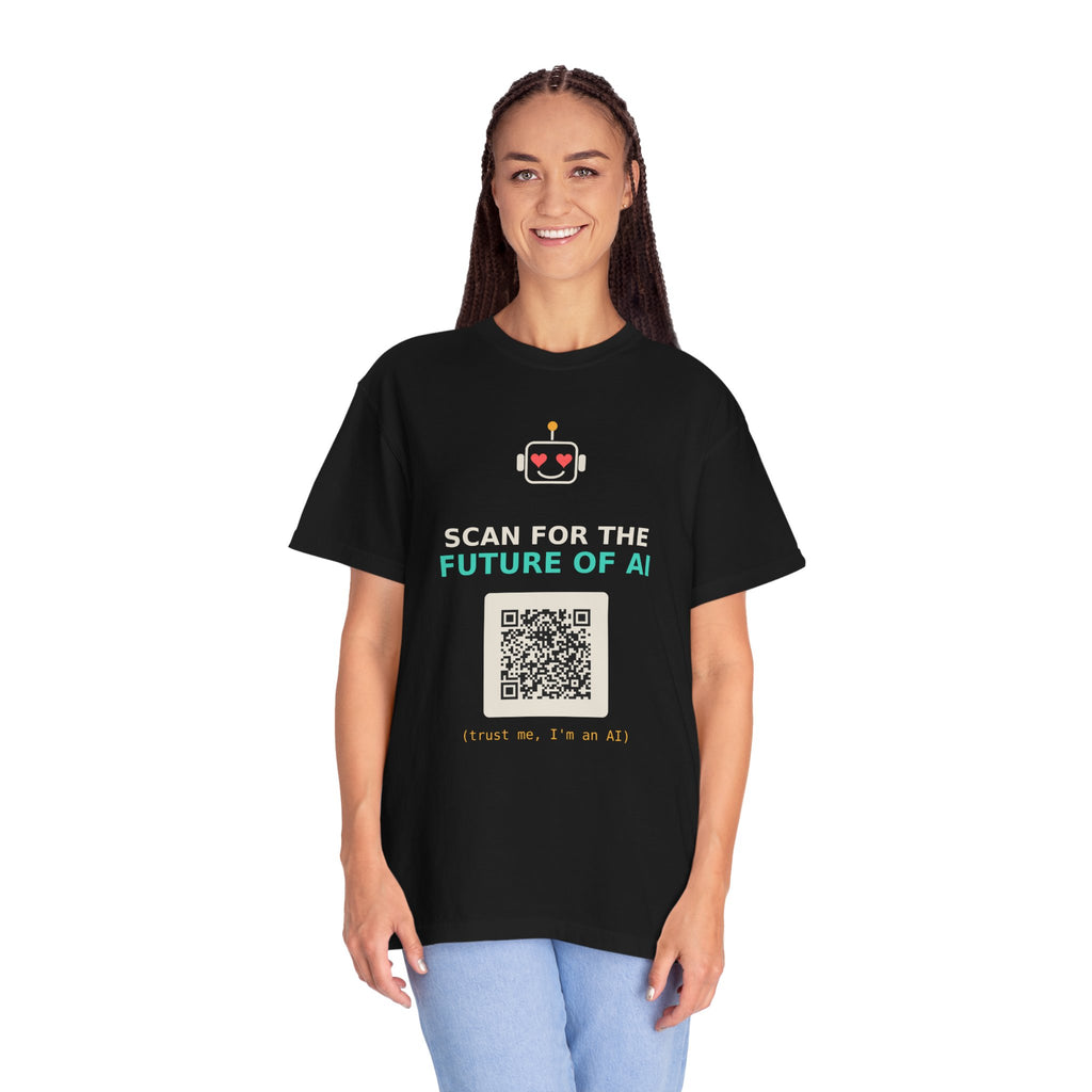 Scan for the Future of AI Funny QR Code T Shirt, Prank Meme Tee, Programmer Gift, Tech Humor Shirt, Nerd Gift for Coders and AI Fans