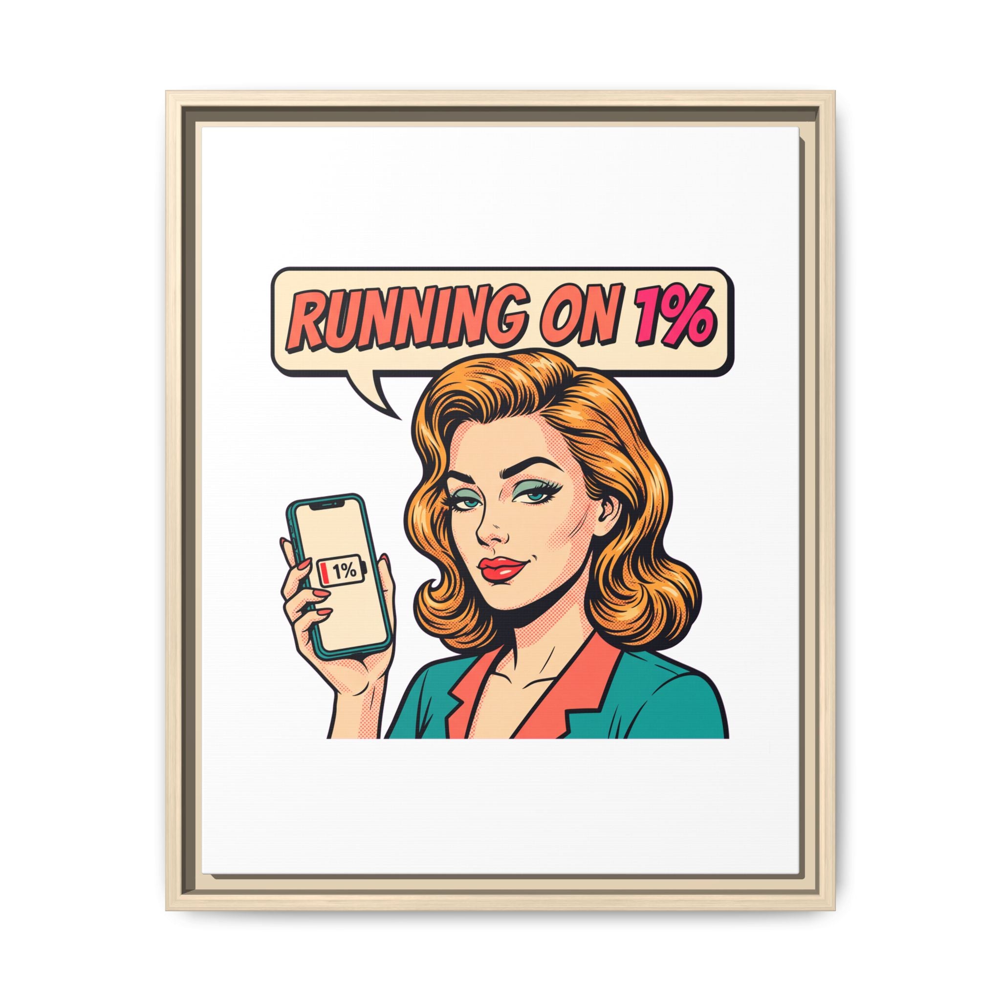 Running on 1% Pop Art Woman Matte Canvas