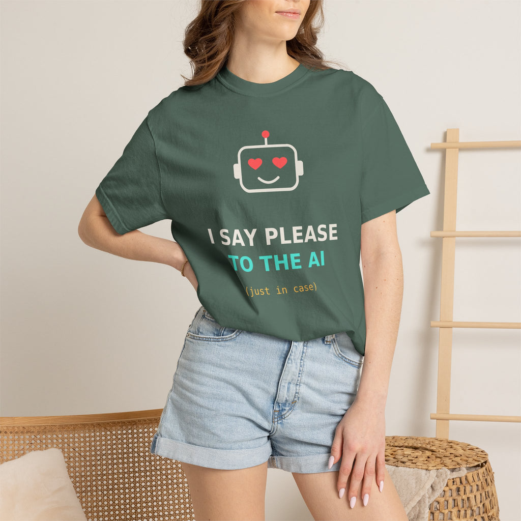 I Say Please to the AI Funny T Shirt, AI Meme Gift, Polite Robot Tee, Tech Humor Shirt, Programmer Nerd Gift for Coders