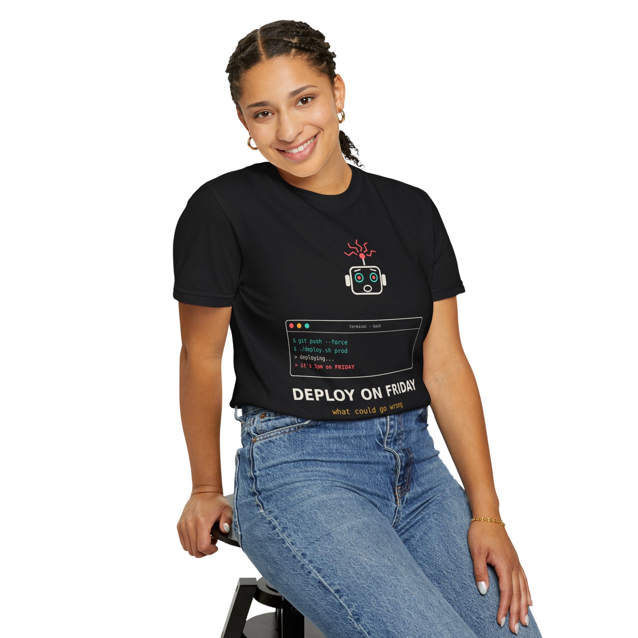Deploy on Friday Funny Programmer T-Shirt, Coding Humor Tee, Software Developer Gift, DevOps Meme Shirt, Tech Nerd Gift for Coders