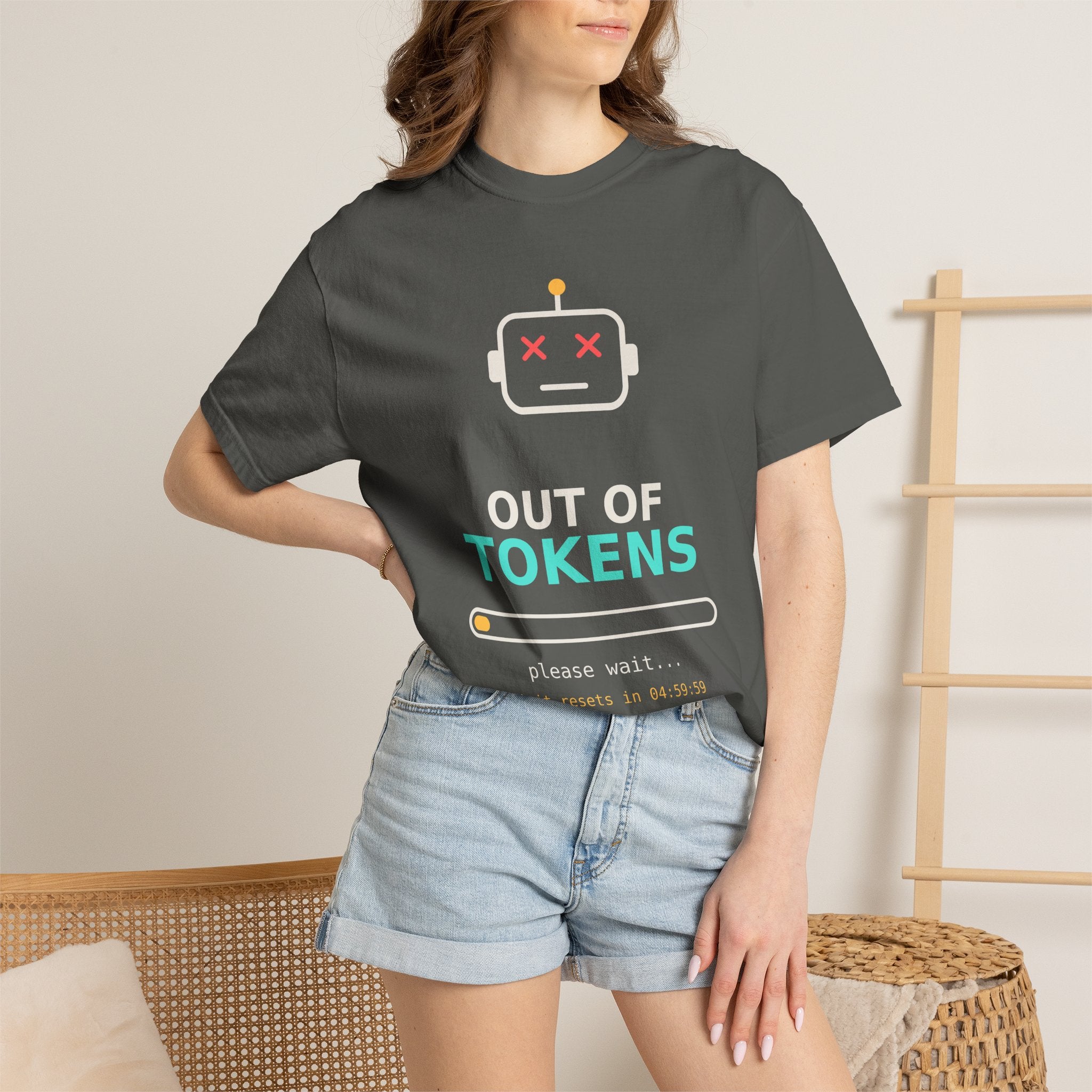 Out of Tokens Funny AI T-Shirt, Prompt Engineer Gift, Programmer Developer Tee, AI Meme Shirt for Coders, Machine Learning Tech Humor