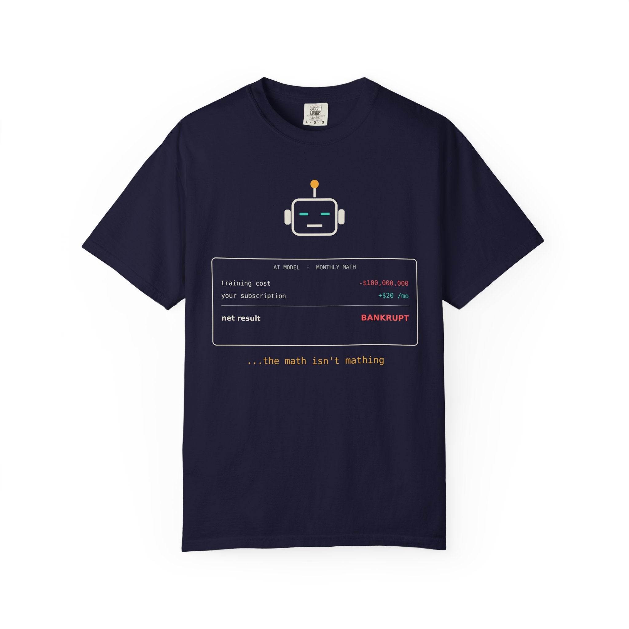 The Math Isn't Mathing Funny AI T-Shirt, AI Economics Meme Tee, Programmer Gift, Tech Startup Humor Shirt, Developer Nerd Gift