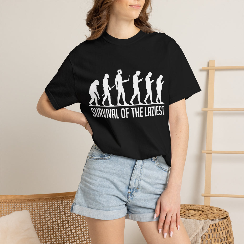 Survival of the Laziest T-shirt | Evolution Humorous Graphic Tee