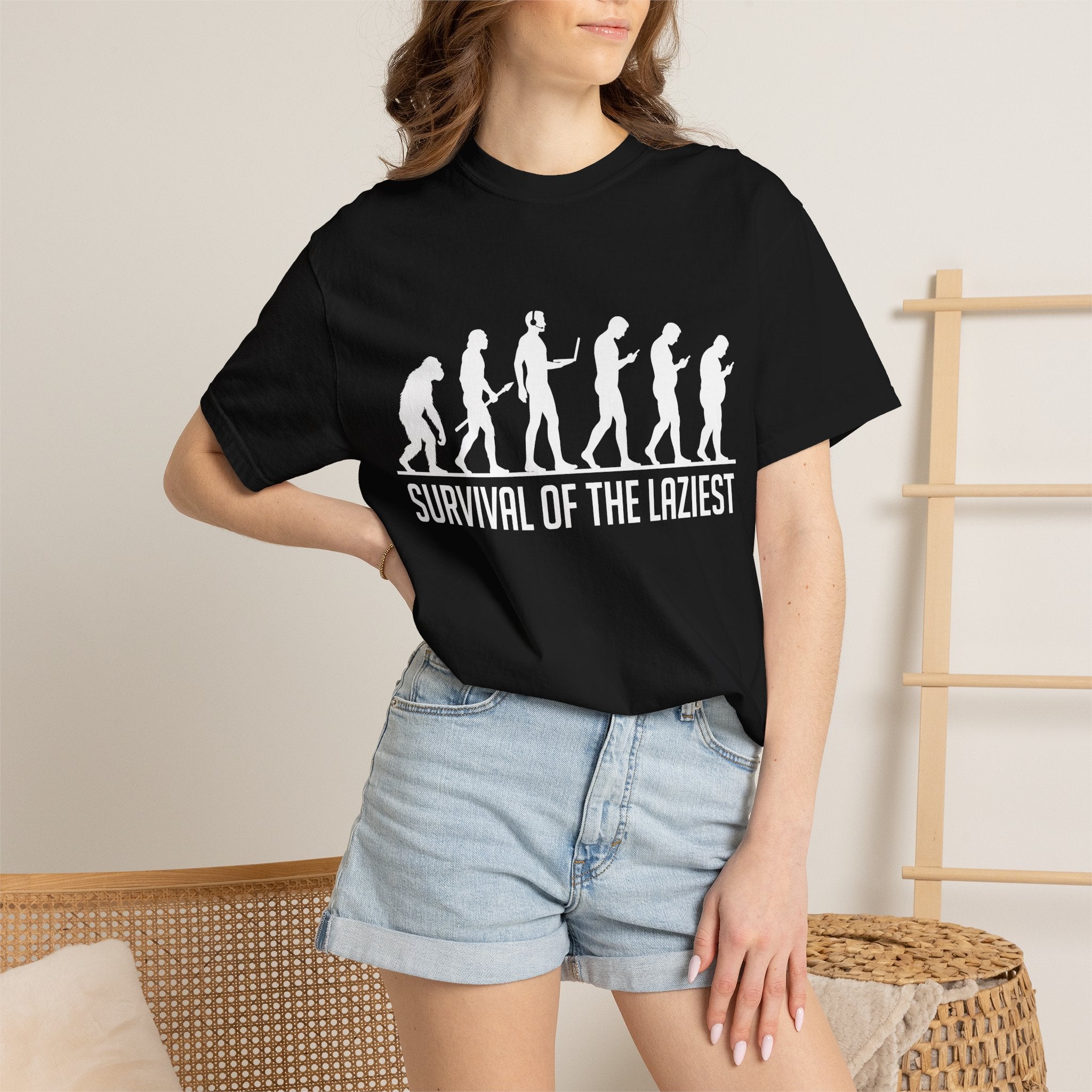 Survival of the Laziest T-shirt | Evolution Humorous Graphic Tee